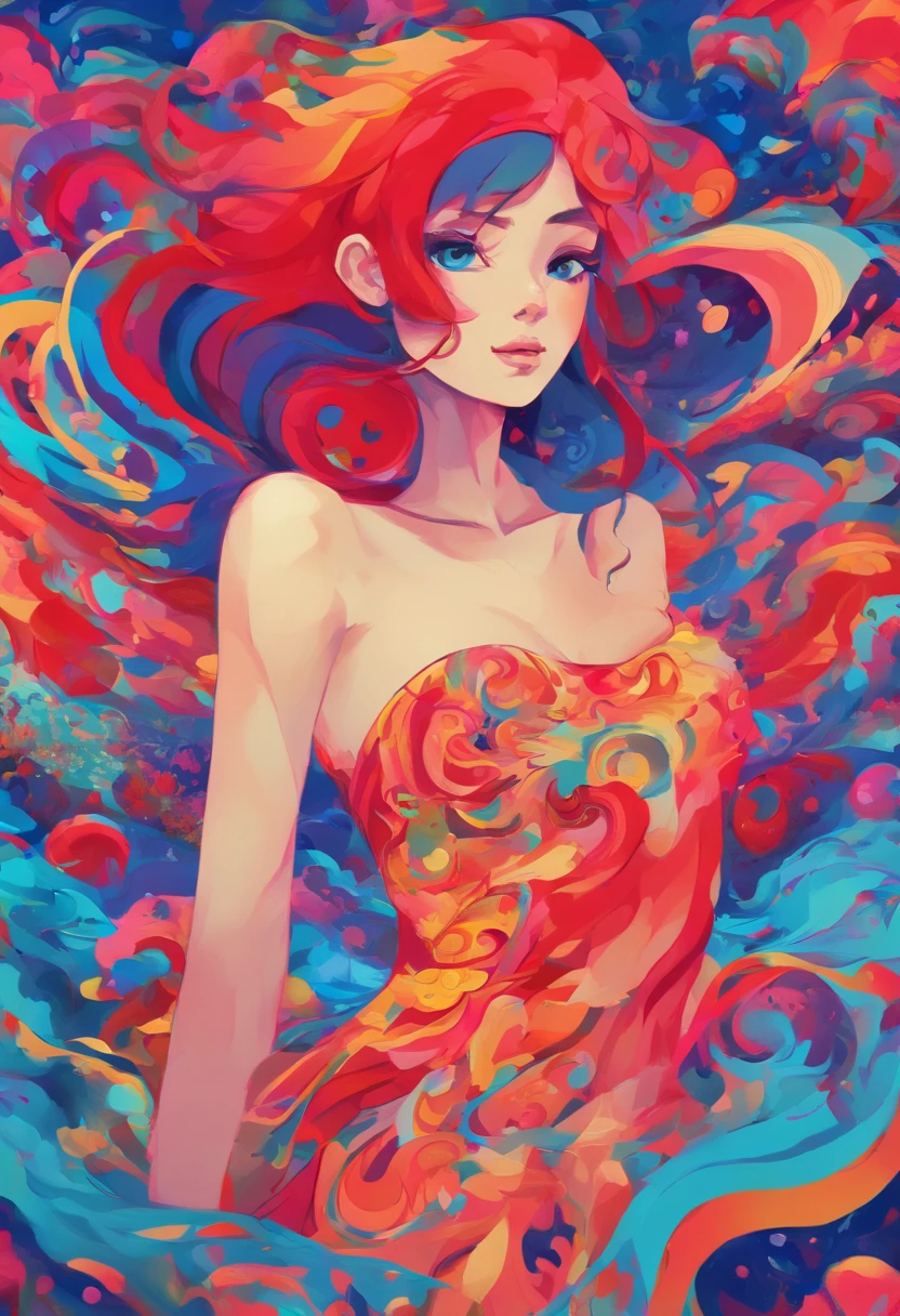 ((top-quality, 8K)), (Realistic), (Face focus: 1.1), (Blue and red: 1.3), kawaii girl, short-hair,
Hair fluttering in the wind, Facing to the side, Look up at your face, Eyes closed, (Sleeveless: 1.1)、Skirt, d-cup breasts,red dress,the scarecrow