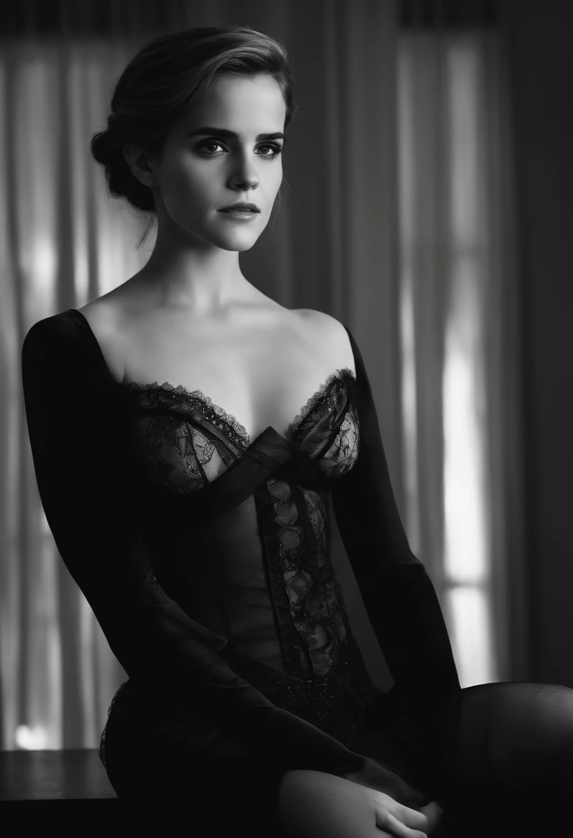 Emma watson NSFW black lingerie and stockings