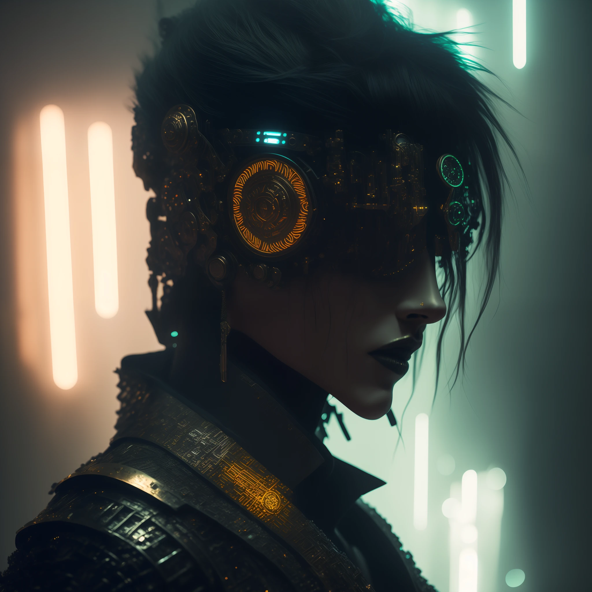 Detailed Ghotic Medieval portrait of cyberpunk style , futuristic (neon :1.1)reflective wear, sci-fi, robot parts, gold parts, machine face
cinematic light
ef 50mm, ((art by Greg Rutkowsky)), (studio ghibli:1.1), artgern, art, illustration, ((dark atmosphere)), ((vegnette)), ((HDR))
((minimal palette colors)), soothing tones, muted colors, dim, calm colors, pastel colors
highly details, intricate details