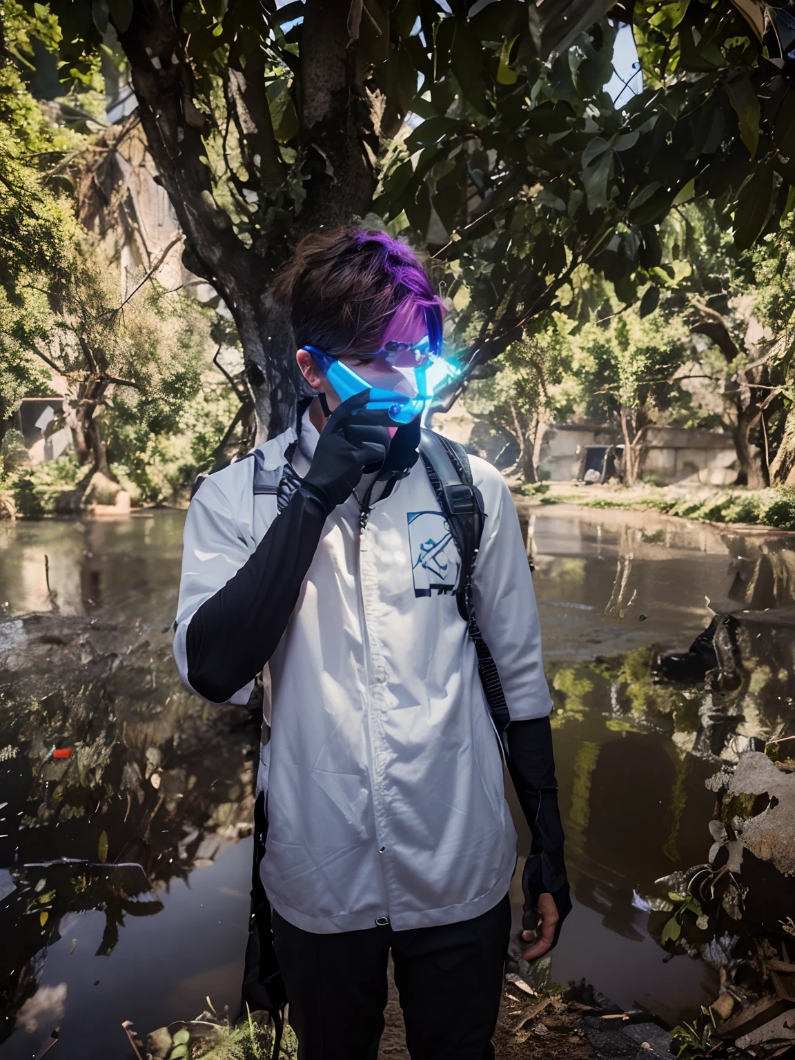 Change background cyberpunk handsome boy, realistic face, 8k, ultra realistic, Hacker boy, programmer.