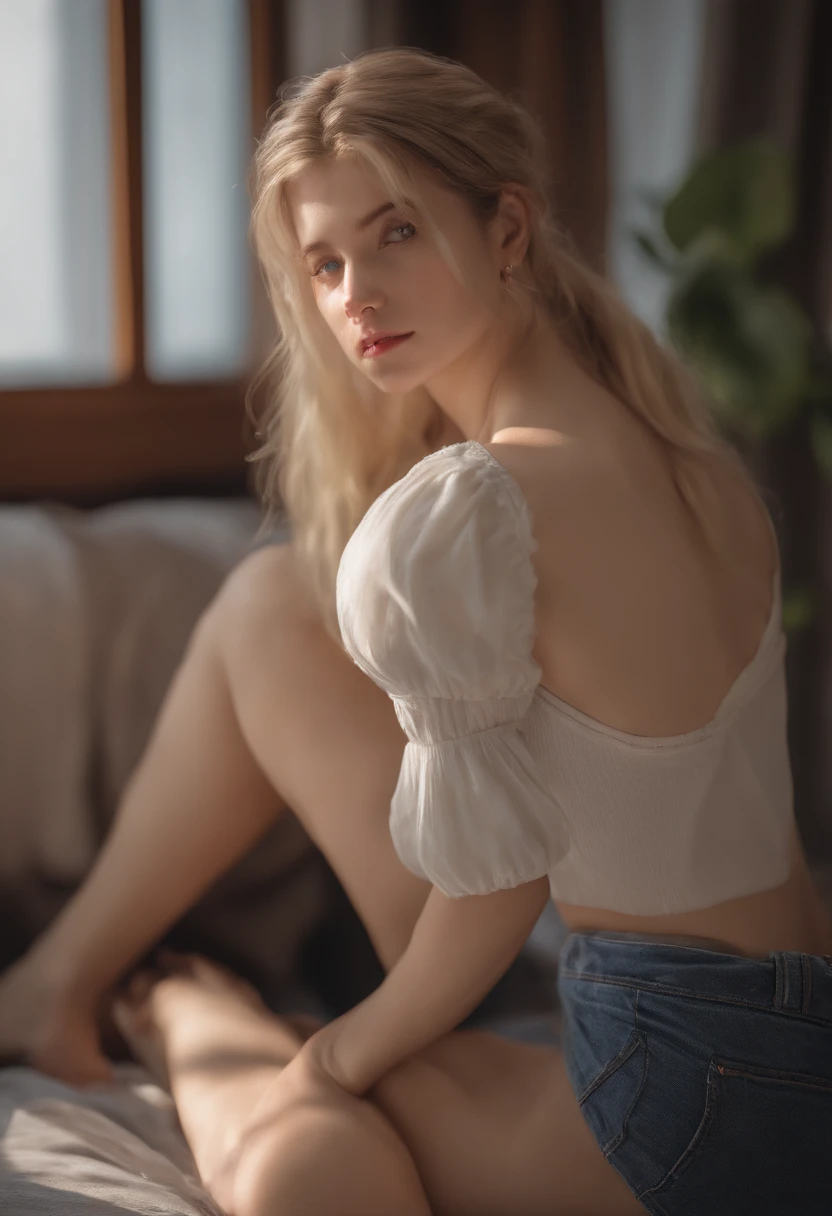 (8k, 4k, best quality, highres, ultra high res:1.1), (masterpiece, realistic, photo-realistic:1.1), 1girl, feet,in room, close-up, twintails, blonde hair,((medium breast)), (medium cuvy hips), (narrow waist ) (looking at ground), sexy shoulders, blushing cheeks, nikon z9, 30mm lens, sharp focused ass, f/4, iso 200, shutter 1/250, cinematic light, medium shot, raw ,intricately detailed, award winning photograph, high sharpness, facial symmetry, bokeh, ultra-detailed