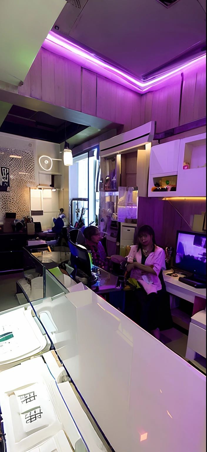 There are women n man in futuristic office