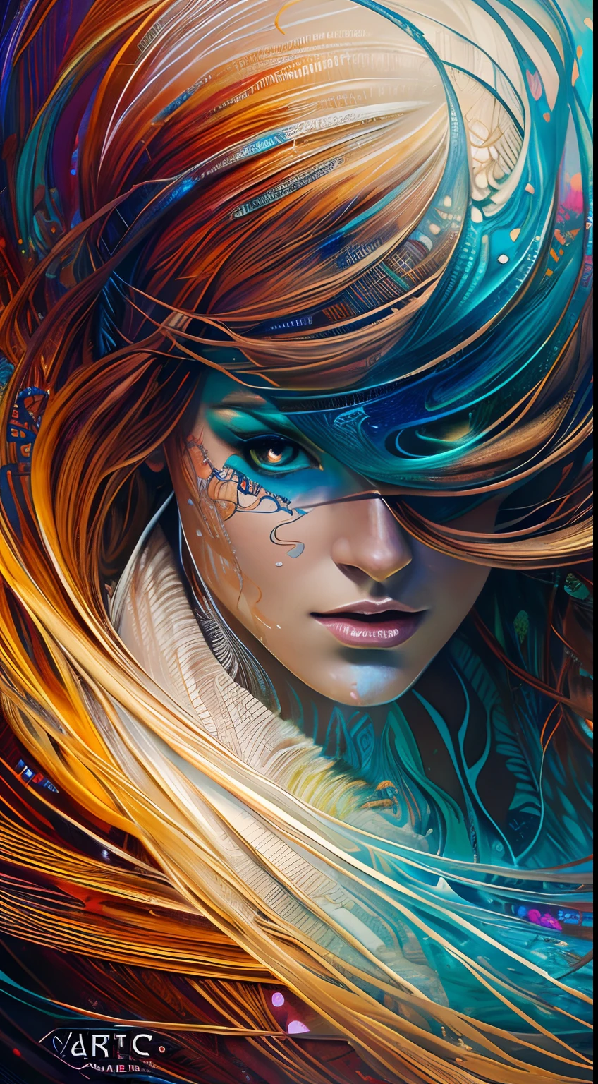 Face of the young elemental goddess of the waters, beleza abstrata, Centrado, looking-into-camera, Approaching perfection, Dynamic, fora, altamente detalhado, Pintura digital, art-station, arte conceitual, Foco suave, ju, illustration, intricate detail, splash screen, 8k resolution, masterpiece, arte de Carne Griffiths e Wadim Kashin