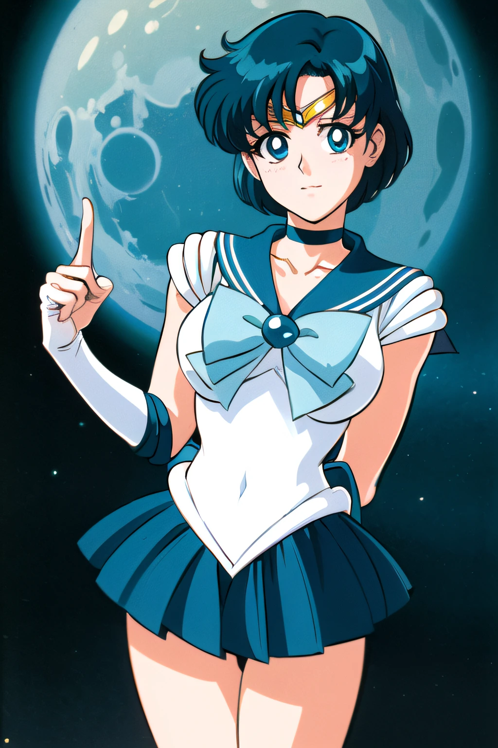 (top-quality:1.3),(​masterpiece:1.4),(Anatomically correct),(Full limbs),(complete fingers),(Precise fingertips),(Fine details),(8K),(Photorealista:1.37),Sailor Moon!!!!!!!!, Sailor Moon Style,by Sailor Moon,Sailor Senshi Uniform,(Sailor Mercury:1.25),aqua eyes,Dark green hair,Blue choker,