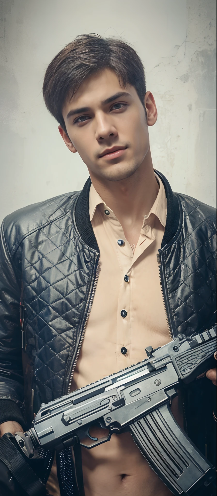 Change background cyberpunk handsome boy. Realistic face. 8k ultra realistic.