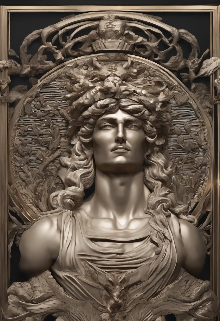 Stock stoic Grigkey，This is historically Greek status with Hercules-style muscular 8k movie profile and dark background