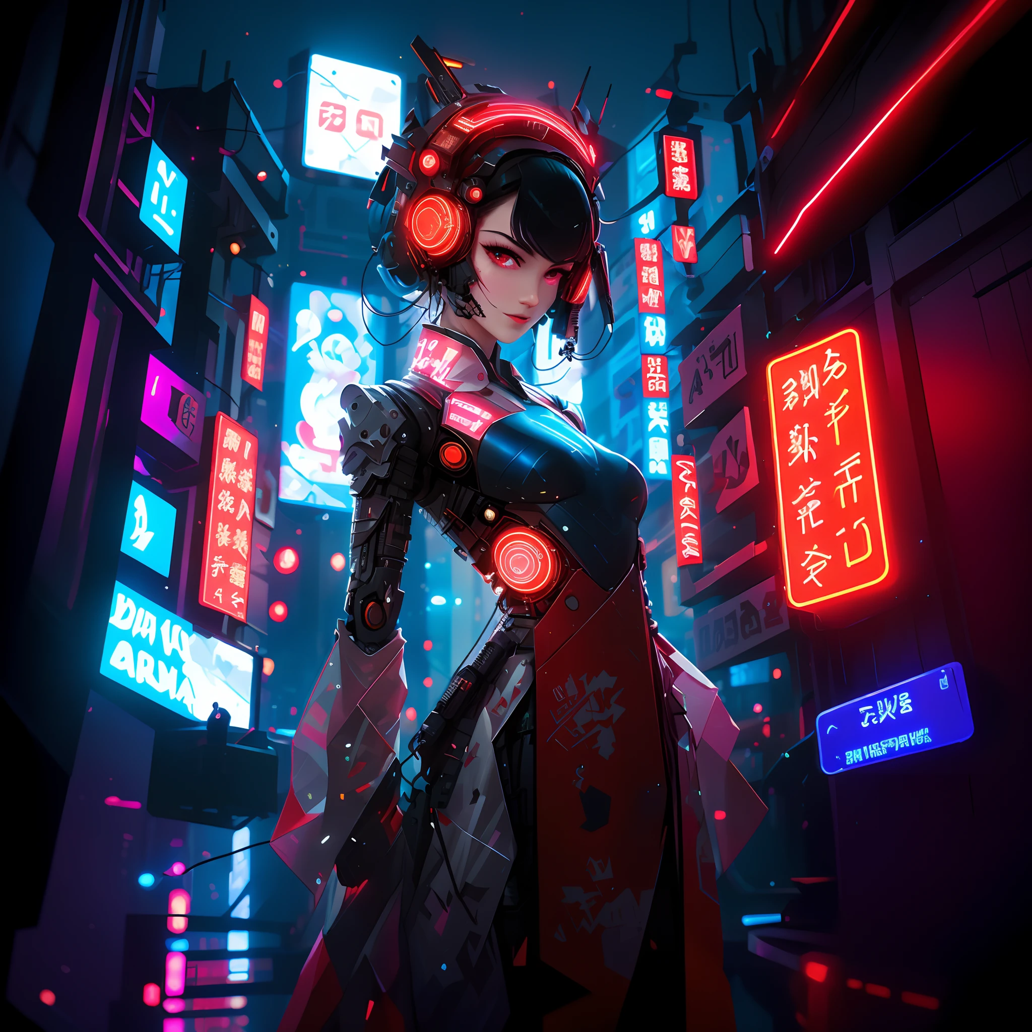 Very detailed, more signboarding, glowing neon, cyberpunk