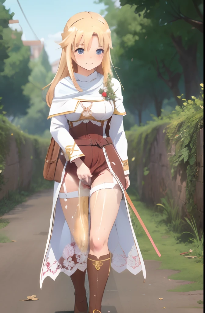 ragnarok online Take a walk alone in the rich nature Immaculate monastic vestments white glove 4 head body Beautiful blue eyes big eye Moist eyes Smile cheeks turn red embarrassed from A smile a blond Lower body naked Floral lace underwear Bold underwear Underwear with a small fabric area underwear is soaking wet Show your crotch Large breasts well-shaped udder small nipple Navel Ejection knee high socks garter ring I can't stand peeing Transparent pee Leaking pee Thighs are wet