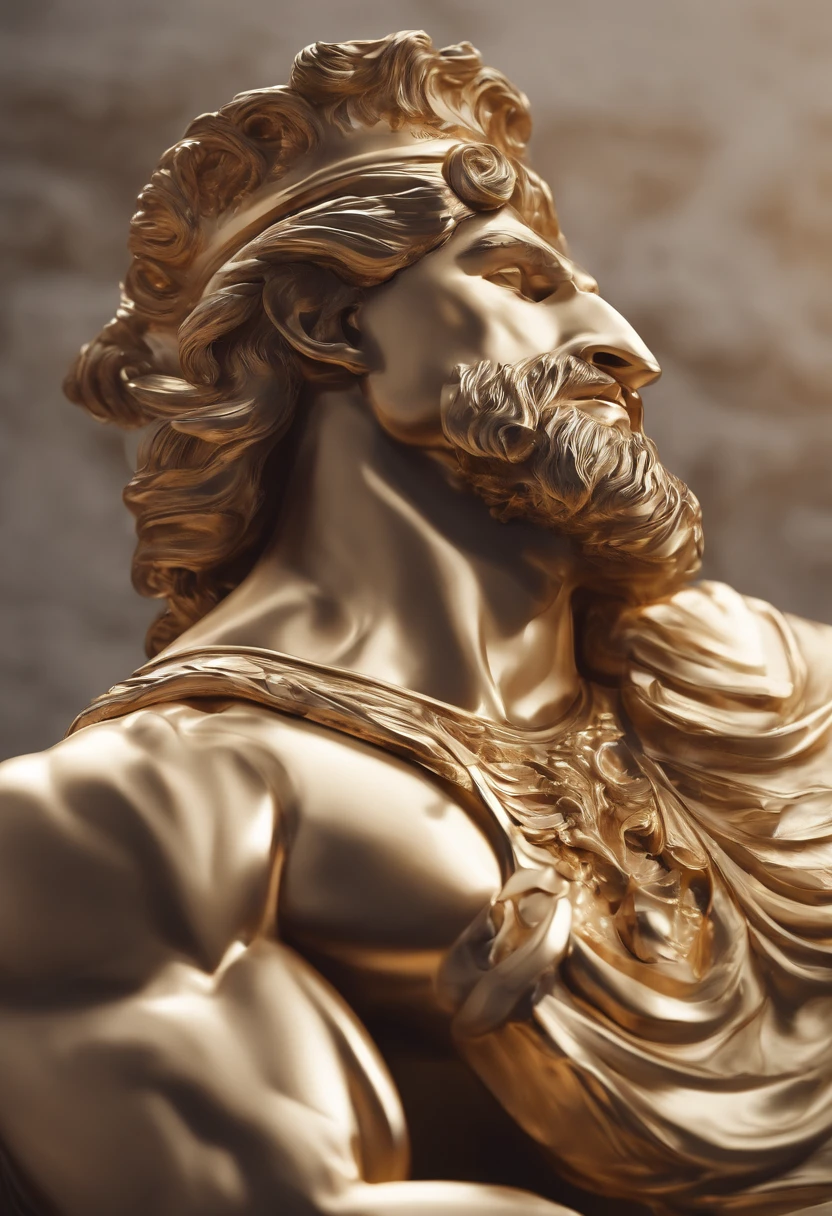 Stock stoic Grigkey，This is the historical position of Greece，Gold texture，Muscular 8K movie profile with Hercules style and dark background