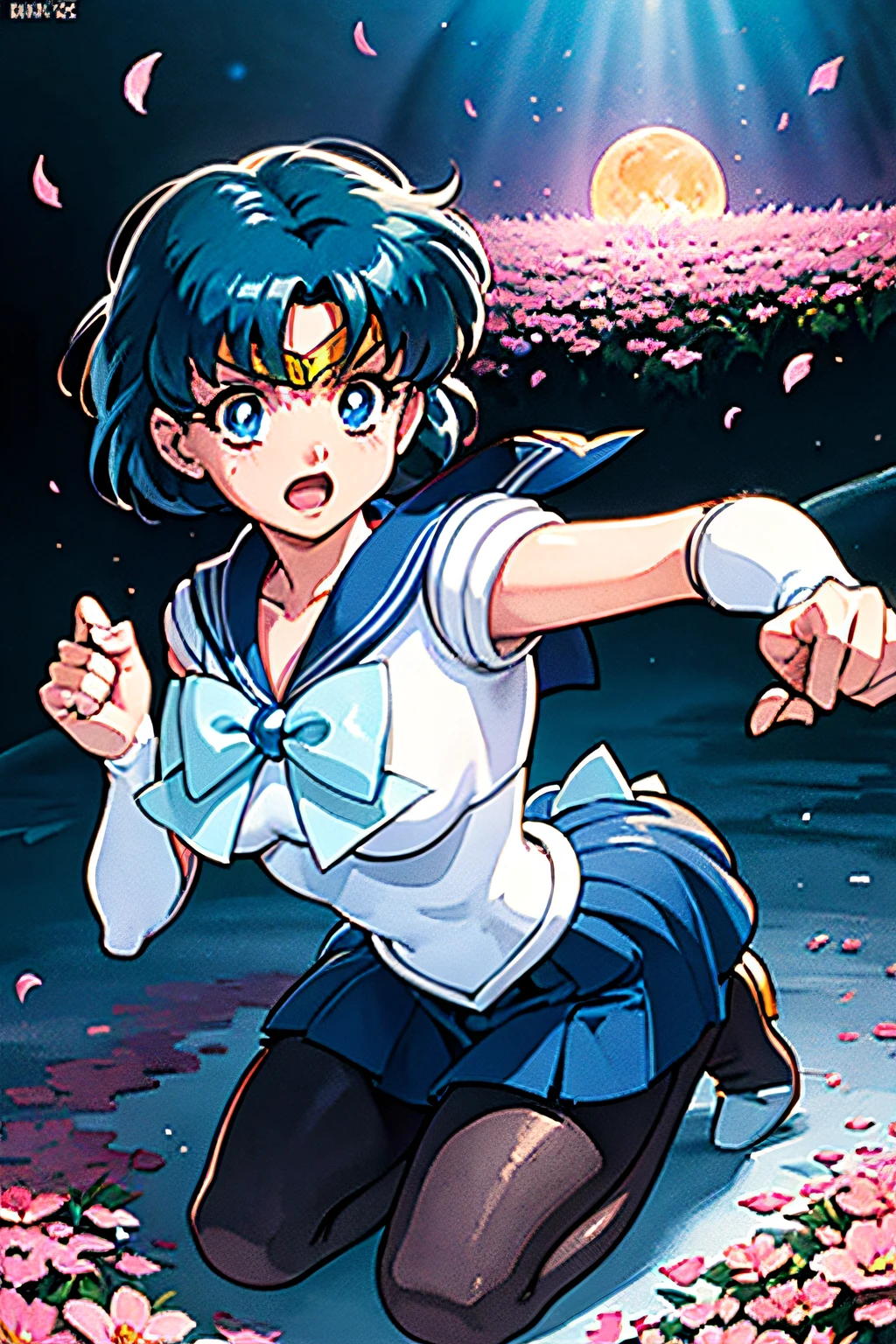 (top-quality:1.3), (masterpiece:1.4),(Anatomically correct), (Full limbs),(complete fingers),(Precise fingertips), (Fine details),(8K),Photorealista,Sailor Moon!!!!!!!!, Sailor Moon Style,by Sailor Moon, Sailor Senshi Uniform,(Sailor Mercury:1.25),aqua eyes, Dark green hair,raw, 1 girl, ((rage)), Color Theme Red, Dramatic light, Violence Everywhere, Bloody destruction of corpses in the background, Dark and blurry background, (angry expressions:1.4), (Raging Eyes:1.2), ), Mental breakdown, intimidation, Ways to harm, (irate:1.4), revenge, rage, destruction, murder, Maniacal,magician, spell magic, Magic Circle, ((magic in hand)),(using light magic:1.4),water magic, imaginative overlays, artistic fusion,fantastical scenes, evocative narratives, striking visuals,((Depth of field and blur)), ((watercolor paiting)), Large breasts, Bare shoulders, Flowers and petals, Conceptual diagram of Bevera , (White background:0.5), (Illustration :1.1), (Very thin and beautiful: 1.1), (perfect detail: 1.1) Doodle style background, liberta, souls, Digital Illustration, Perfect Anatomy, Centered, Approaching perfection, Dynamic, Highly detailed, Watercolor painting, art stations, Concept art, Smooth, Sharp Focus, Illustration,(Fighting Pose:1.25),((Magical Dark Forest :1.2)),at the sunset, a moon, ((Strong dark shadows recommended for the scene:1.2)), Golden flowers ,((glowing butterflies )), Beautiful magic style, Golden Water Reflection,Fierce, concept-art, Digital Painting,Step onto the ground ready to fly to the top of an ancient Chinese temple ready to fight, Tall ancient Chinese temples, Night, nigh sky, (Cracked ground:1.2), Step into the ground, Monkey walking on the ground, Snow and clouds on the horizon, Flying,((yawns))、dance,(Artistic jumps:1.25),break dance,Strenuous movements,Stacked cargo container,Cracked concrete walls,Road exhaust,Countless white steam is coming out,The road surface is wet,Damaged buildings,Broken brick building,Fluttering hair,Beautuful Women,17 age,Bright smile,profetional lighting,Gray Light Lighting,Low angle from below,Blowing steam into the landscape,Fog in the landscape、Foggy、(Smooth limb movement,Palms,Smooth finger position),mont,rose garden,Colorful flowers,soft sunlight,Dancing butterflies,painting-like,Ethereal Atmosphere,Vibrant colors,(myst:0.9),(falls:0.8),(The cherry tree:1.3),(Cinematic compositions:1.3),(dream magical:1.3),hoang lap,blue flames,plasma,Particle effect,Crystal clear texture,Vibrant colors,(Skysky),spaces,starrysky,Skysky,intergalactic,depth of fields,light,Real Lights and Shadows,diffuse reflection,Dreamy and whimsical,Peaceful and charming,Colorful,painting coming to life,Totally captivating and charming,Simply breathtaking,