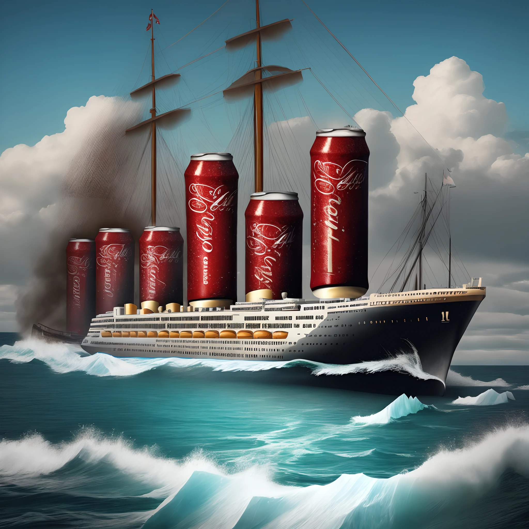titanic sinking but instead of an iceberg it’s a can of coke