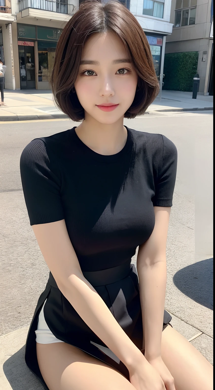 ((Best picture quality, 8K, tmasterpiece:1.3)), 1girll, Beautiful woman with slender abs:1.3,Anterior convex and posterior， (Casual hairstyle, No leakage), shift dresses:1.1, Ultra-fine face, 詳細な目, 二重まぶた，ssmile，Home