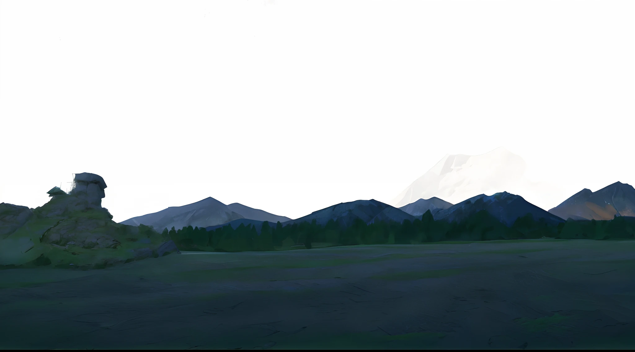there is a picture of a black and white photo of a mountain, grainy risograph matte painting, digital landscape art, inspired by Arkhip Kuindzhi, illustration matte painting, digital graffiti landscape, mountainscape, 2d texture, 2 d texture, a matte painting, low detailed. digital painting, matte sharp painting, some mountains in the background