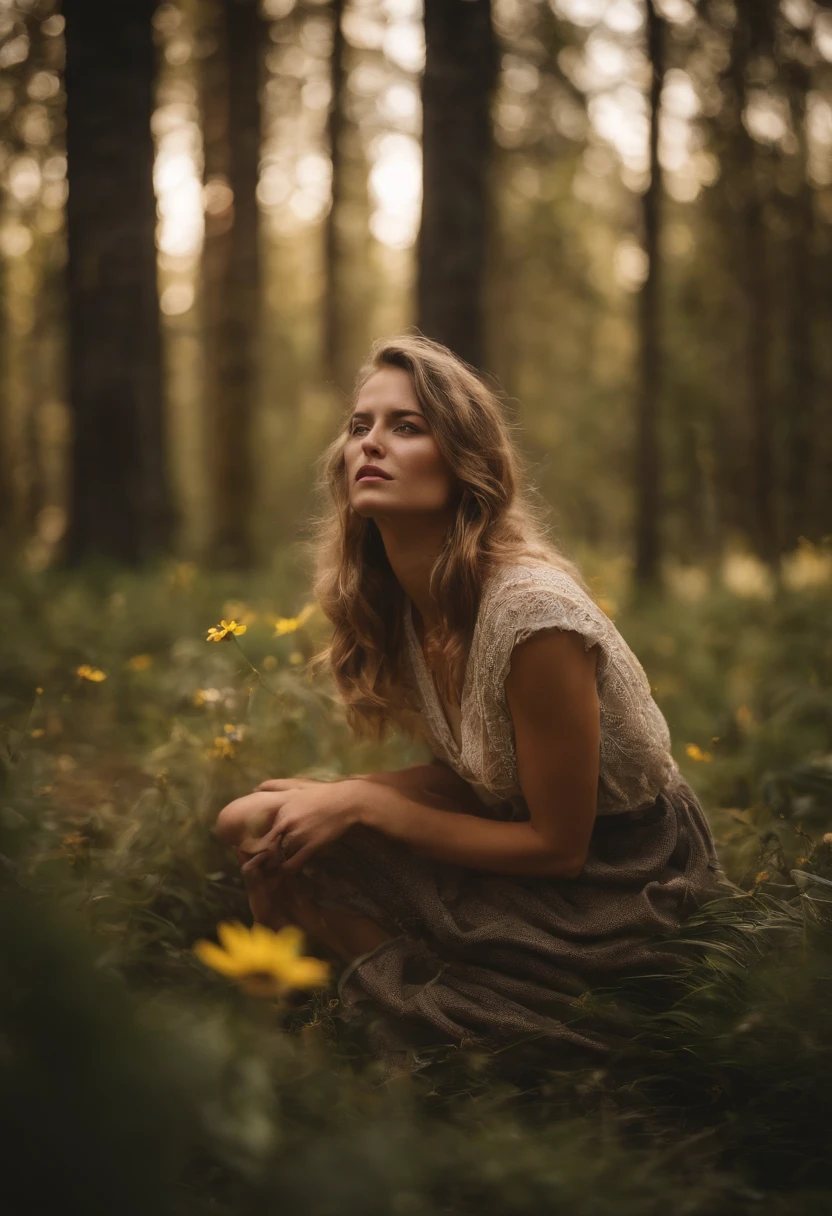 Guillaume Vasseur double exposure, surreal portrait female Lone Survivor in DayZ and Forest landscape mix, hills and trees, sculptural solidity, full color