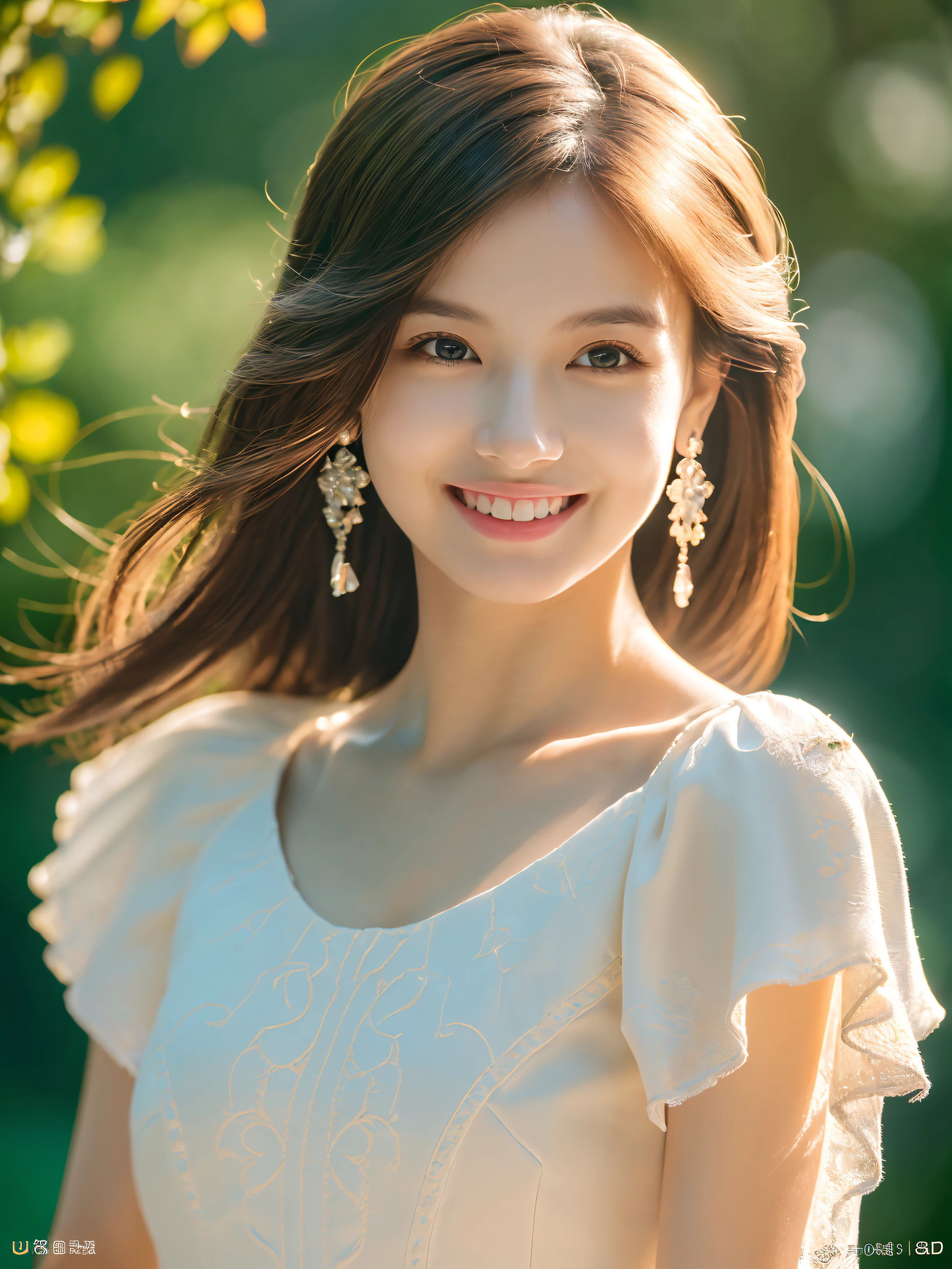 8K, ((Full body shot)), Cute dress that shows cleavage, ((Full body facing forward and moving)), (Beautiful and glossy long chestnut hair), (Blouse), ((Clear)) , Smile, ((Big breasts)), ((Transparent background) ), Super high resolution, Smile, (Delicate eyes), White skin, Earrings, High resolution photo, Smile, Nice body, Delicate and realistic skin, Staring, Beautiful white small teeth, high quality, realistic, fantasy, full color, top quality, very delicate and beautiful, 20 years old, staring, beautiful light, high-definition color photography, color photography, professional photographer, (realistic, photorealistic : 1.37), gushing sweat, solo, beautiful face, beautiful lips, delicate eyes, super high definition, standing figure, (expression: 1.2), very beautiful, cute face, bright light, high definition raw image, beautiful body, delicate With realistic skin, high quality real fantasy, full color, top quality, very delicate and beautiful, natural bright light, high definition color raw photo, color photo, professional photographer, single, beautiful woman, beautiful lips