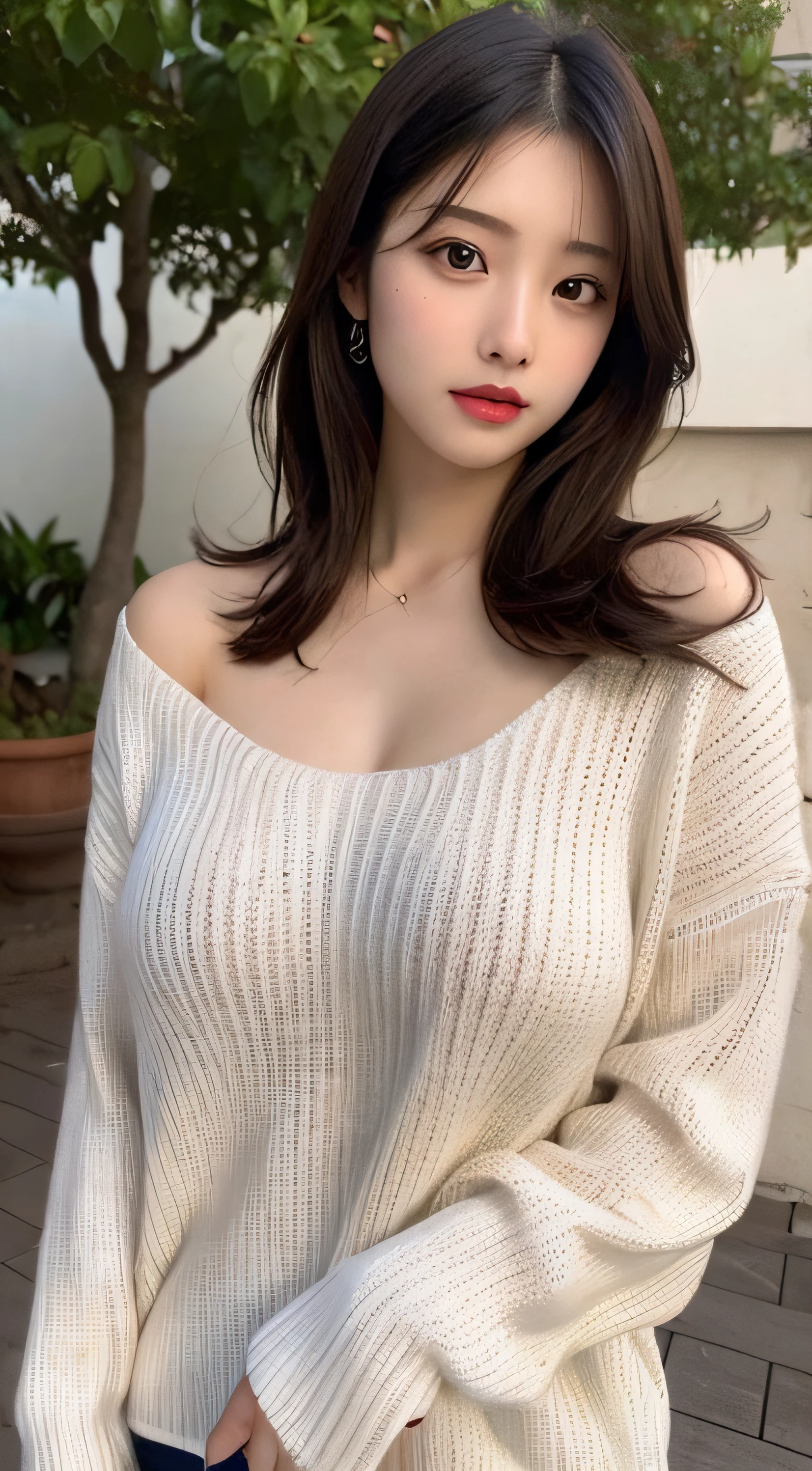 masutepiece, Best Quality, Illustration, Ultra-detailed, finely detail, hight resolution, 8K Wallpaper, Perfect dynamic composition, Beautiful detailed eyes, Medium Hair,Brown hair color ,Small breasts, Natural Color Lip, Random and sexy poses,Random situations,Slender body,Slender face,Face that feels ecstasy,Have a feminine face,A face that trembles with sex in earnest,Sexy face, (masutepiece:1.3), High resolution, ultra-detailliert, the Extremely Detailed CG Unity 8K Wallpapers, Realistic, Photorealsitic, Raw photo, beautifull detailed face, pale skin, realistic glistening skin, Detailed Cloth Texture, detailed hair texture, Perfect body, Beautiful face, acurate, Anatomically correct, Highly detailed face and skin texture, Natural neck length, (Beautiful hands), (Fair skin:1.2), thin legs, Thin feet,
BREAK,
Detailed eyes, symmetrical eye, Light brown eyes, Double eyelids, Thin eyebrows, (Glossy lips:1.4), ((Waiting for a kiss:1.2)), (blush:1.1),
BREAK,
(Classy and cute girl:1.3), (i'Mrs. Mrs. Mrs. Mr. M wearing a pale pink long-sleeved knit。。。。。。。。。。。。。.。), (Grey flared skirt:1.2),
medium breasts, (Slender figure:1.1), Firm abs, Beautiful collarbone,
(Dark blonde hair, Wavy Hair, Long hair:1.3), ((asymmetrical bangs:1.2)), (upperbody shot:1.2), Looking at Viewer, (From above:0.65),
oot, ((Stand close to me, (a room), ((Home)),KPOP Idol Face,Cute,Take a photo from slightly above your head,Kamimei