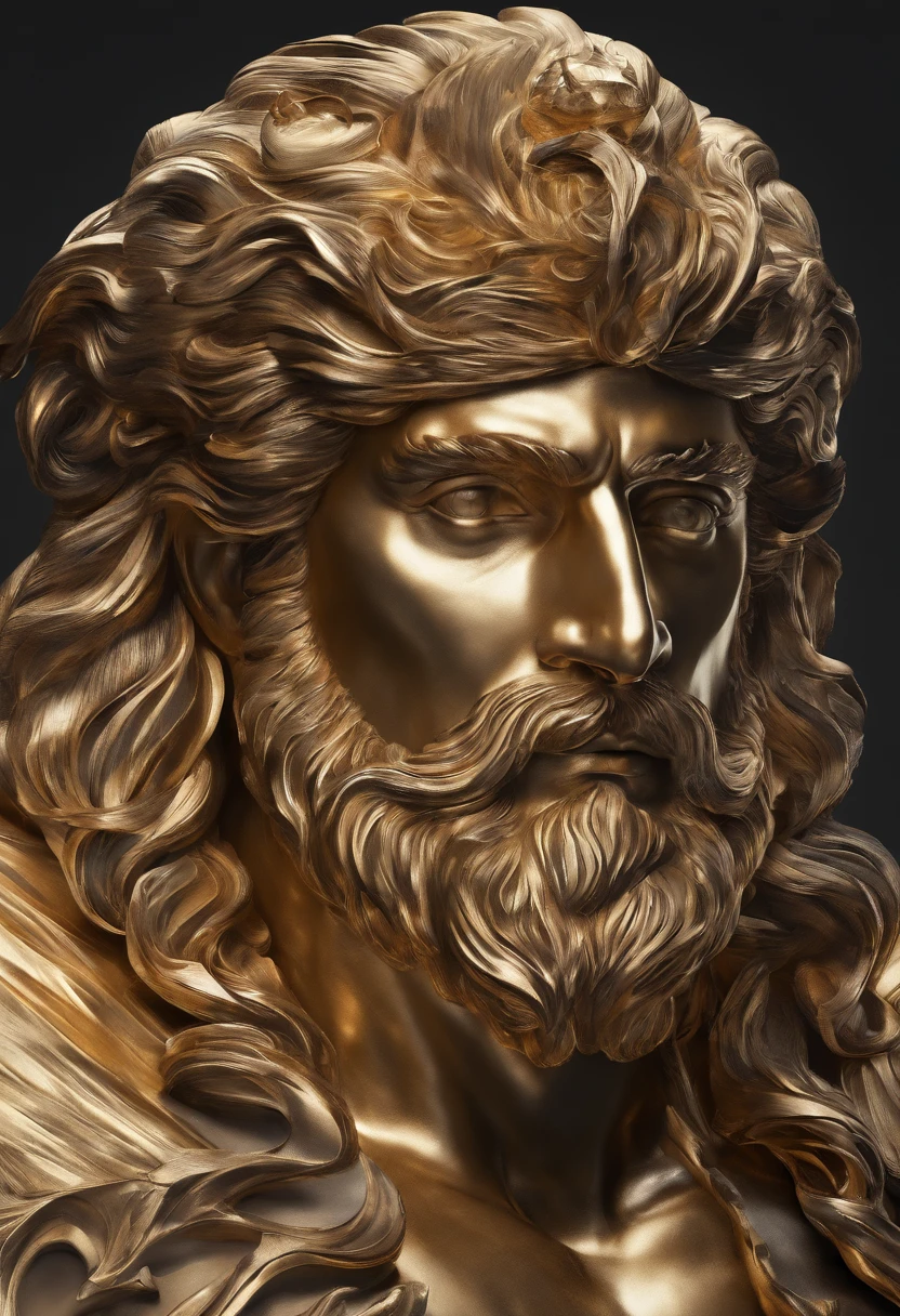 Stock stoic people，This is the historical position of Greece，Muscular 8K movie profile with Hercules style and dark background，Gold texture，Twinkle gold，Movie light source