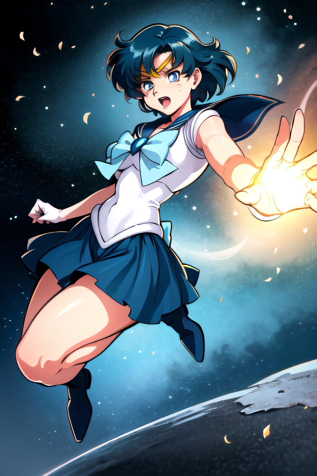 (top-quality:1.3), (​masterpiece:1.4),(Anatomically correct), (Full limbs),(complete fingers),(Precise fingertips), (Fine details),(8K),Photorealista,Sailor Moon!!!!!!!!, Sailor Moon Style,by Sailor Moon, Sailor Senshi Uniform,(Sailor Mercury:1.25),aqua eyes, Dark green hair,Blue choker,raw, 1 girl, ((rage)), Color Theme Red, Dramatic light, Violence Everywhere, Bloody destruction of corpses in the background, Dark and blurry background, (angry expressions:1.4), (Raging Eyes:1.2), ), Mental breakdown, intimidation, Ways to harm, (irate:1.4), revenge, rage, destruction, murder, Maniacal,magician, spell magic, Magic Circle, ((magic in hand)),(using light magic:1.4),water magic, imaginative overlays, artistic fusion,fantastical scenes, evocative narratives, striking visuals, Large breasts, Bare shoulders, Flowers and petals, Conceptual diagram of Bevera , (White background:0.5), (Illustration :1.1), (Very thin and beautiful: 1.1), (perfect  detail: 1.1) Doodle style background, liberta, souls, Digital Illustration, Perfect Anatomy, Centered, Approaching perfection, Dynamic, Highly detailed, Watercolor painting, art  stations, Concept art, Smooth, Sharp Focus, Illustration,(Fighting Pose:1.25),((Magical Dark Forest :1.2)),at the sunset, a moon, ((Strong dark shadows recommended for the scene:1.2)), Golden flowers ,((glowing butterflies )), Beautiful magic style, Golden Water Reflection,Fierce, concept-art, Digital Painting,Step onto the ground ready to fly to the top of an ancient Chinese temple ready to fight, Tall ancient Chinese temples, Night, nigh sky, (Cracked ground:1.2), Step into the ground, Monkey walking on the ground, Snow and clouds on the horizon, Flying,((yawns))、dance,(Artistic jumps:1.25),break dance,Strenuous movements,Stacked cargo container,Cracked concrete walls,Road exhaust,Countless white steam is coming out,The road surface is wet,Damaged buildings,Broken brick building,Fluttering hair,Beautuful Women,17 age,Bright smile,profetional lighting,Gray Light Lighting,Low angle from below,Blowing steam into the landscape,Fog in the landscape、Foggy、(Smooth limb movement,Palms,Smooth finger position),mont，rose garden,Colorful flowers,soft sunlight,Dancing butterflies,painting-like,Ethereal Atmosphere,Vibrant colors,（myst：0.9），（falls：0.8），（The cherry tree：1.3），（Cinematic compositions：1.3），（dream magical：1.3），hoang lap，blue flames，plasma，Particle effect，Crystal clear texture，Vibrant colors,（Skysky），spaces，starrysky,Skysky，intergalactic，depth of fields，light，Real Lights and Shadows，diffuse reflection，Dreamy and whimsical,Peaceful and charming,Colorful,painting coming to life,Totally captivating and charming,Simply breathtaking,