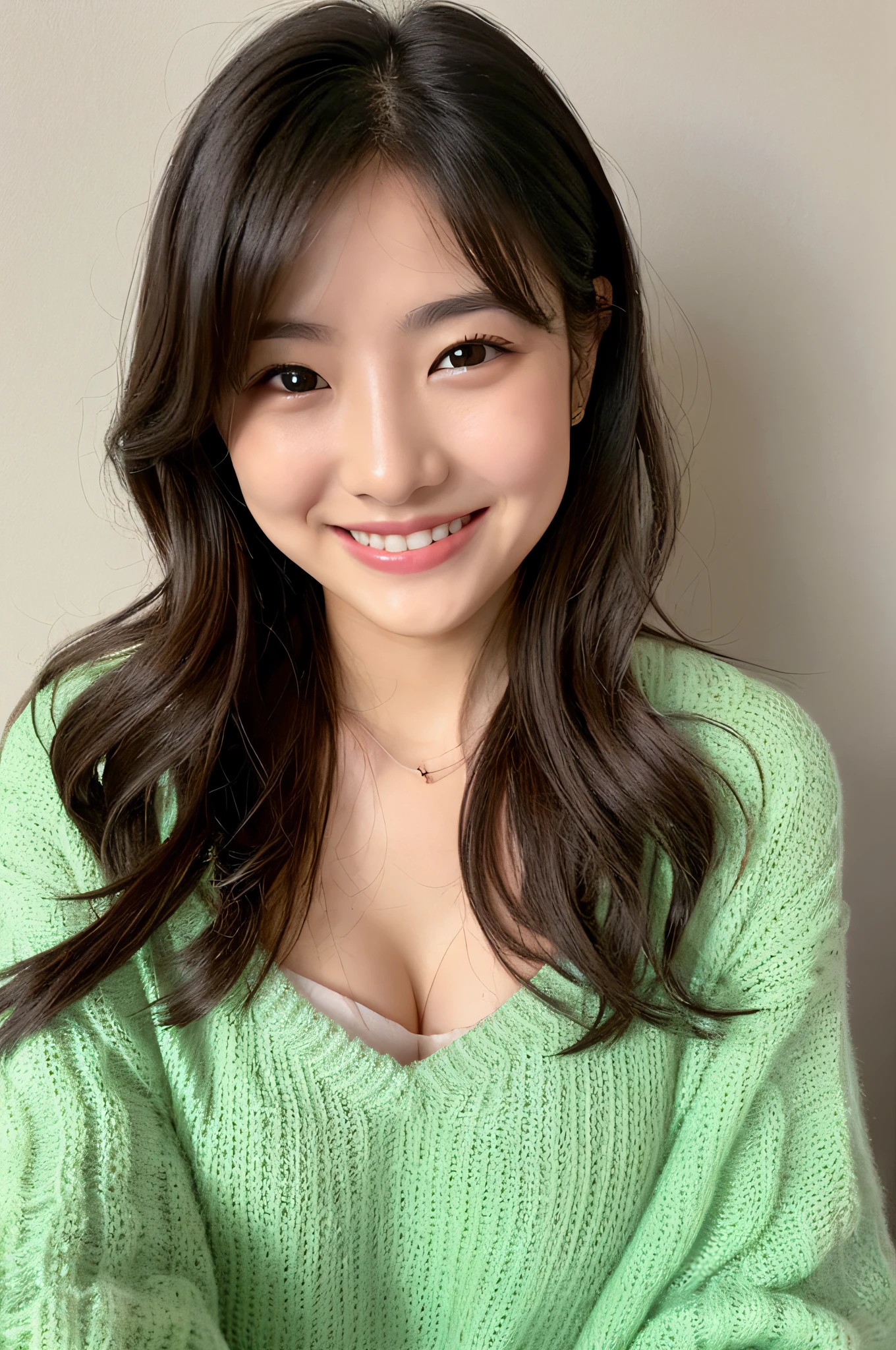 25 years old women、nudde、illuminating、a smile