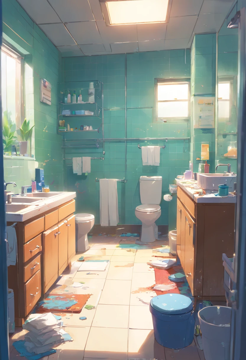 Empty,Messy and messy bathroom