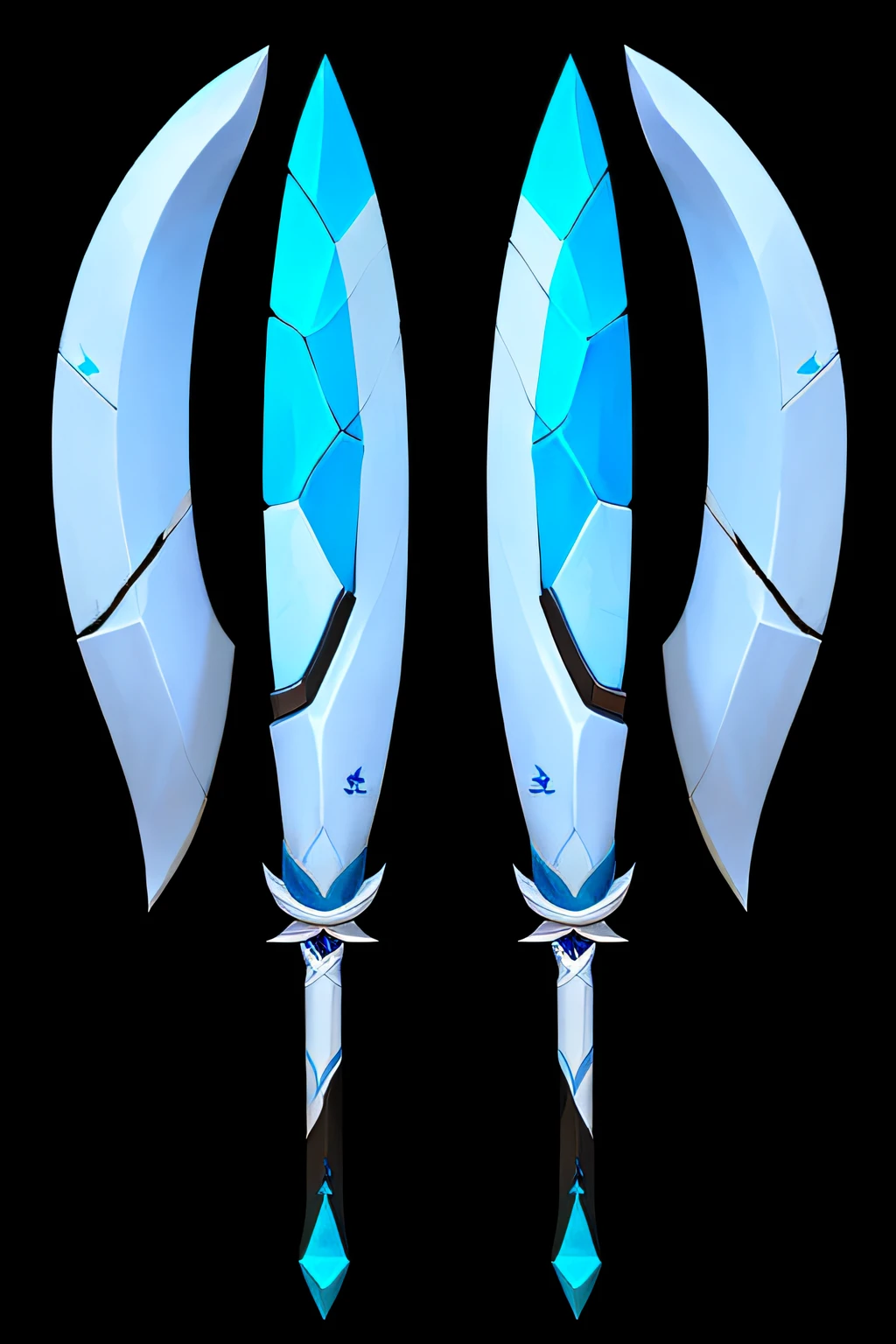 Game Art of blue and white blade, best quality, Trending on Artstation, masterpiece