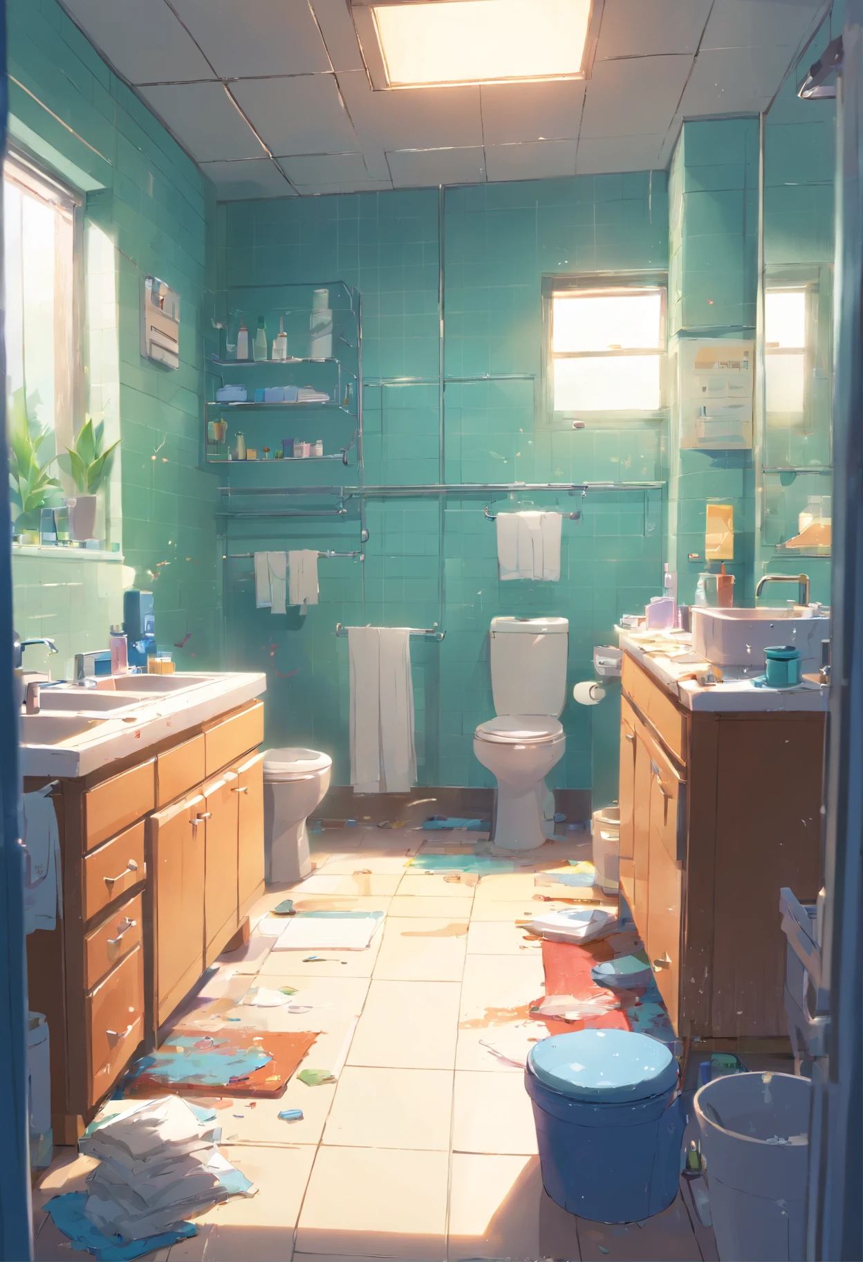 Empty，Messy and messy bathroom