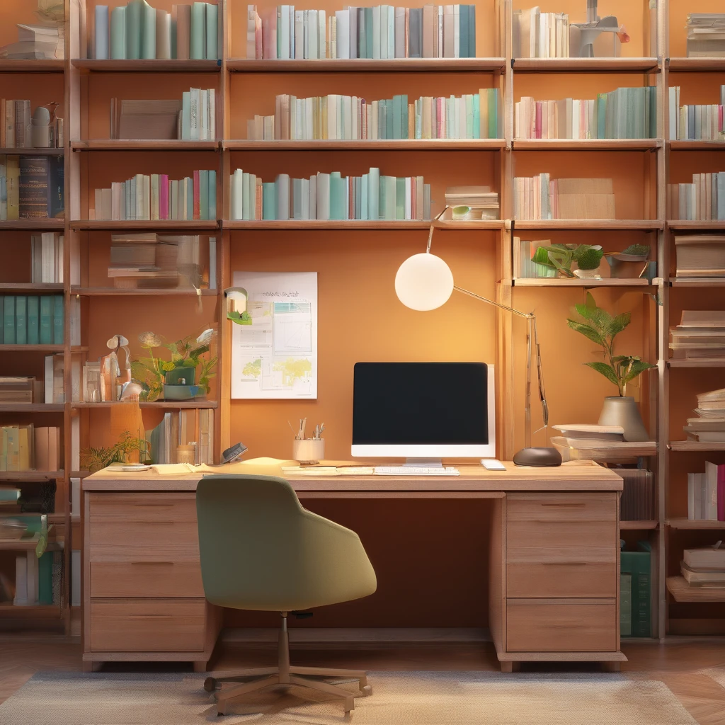 a desk, Viewed vertically from above, books, Uninhabited, Seeing up close