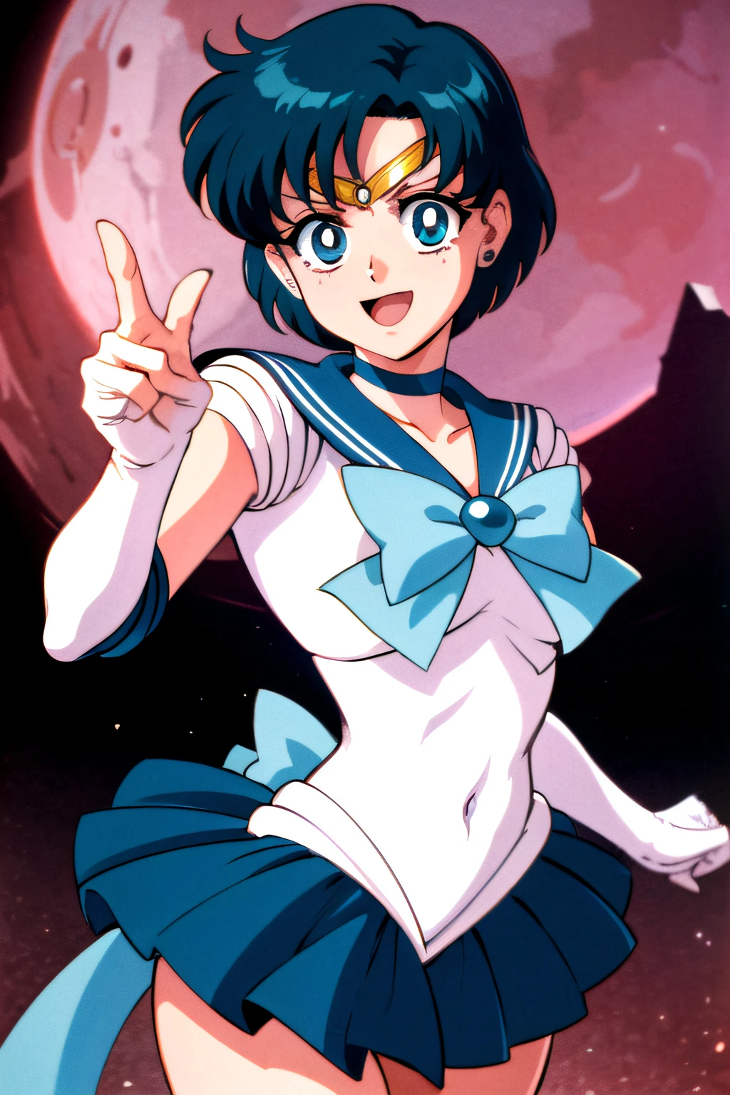 (top-quality:1.3), (masterpiece:1.4),(Anatomically correct), (Full limbs),(complete fingers),(Precise fingertips), (Fine details),(8K),Photorealista,Sailor Moon!!!!!!!!, Sailor Moon Style,by Sailor Moon, Sailor Senshi Uniform,(Sailor Mercury:1.25),aqua eyes, Dark green hair,Blue choker,(Dynamic Boxing Pose:1.25), 1 girl, Beautiful face, Intense lighting),raw, 1 girl, ((rage)), Color Theme Red, Dramatic light, Violence Everywhere, Bloody destruction of corpses in the background, Dark and blurry background, (joyous expression:1.4), (Raging Eyes:1.2), ), Mental breakdown, intimidation, Ways to harm, (irate:1.4), revenge, rage, destruction, murder, Maniacal,magician, spell magic, Magic Circle, ((magic in hand)),(using light magic:1.14),water magic, imaginative overlays, artistic fusion,fantastical scenes, evocative narratives, striking visuals,
