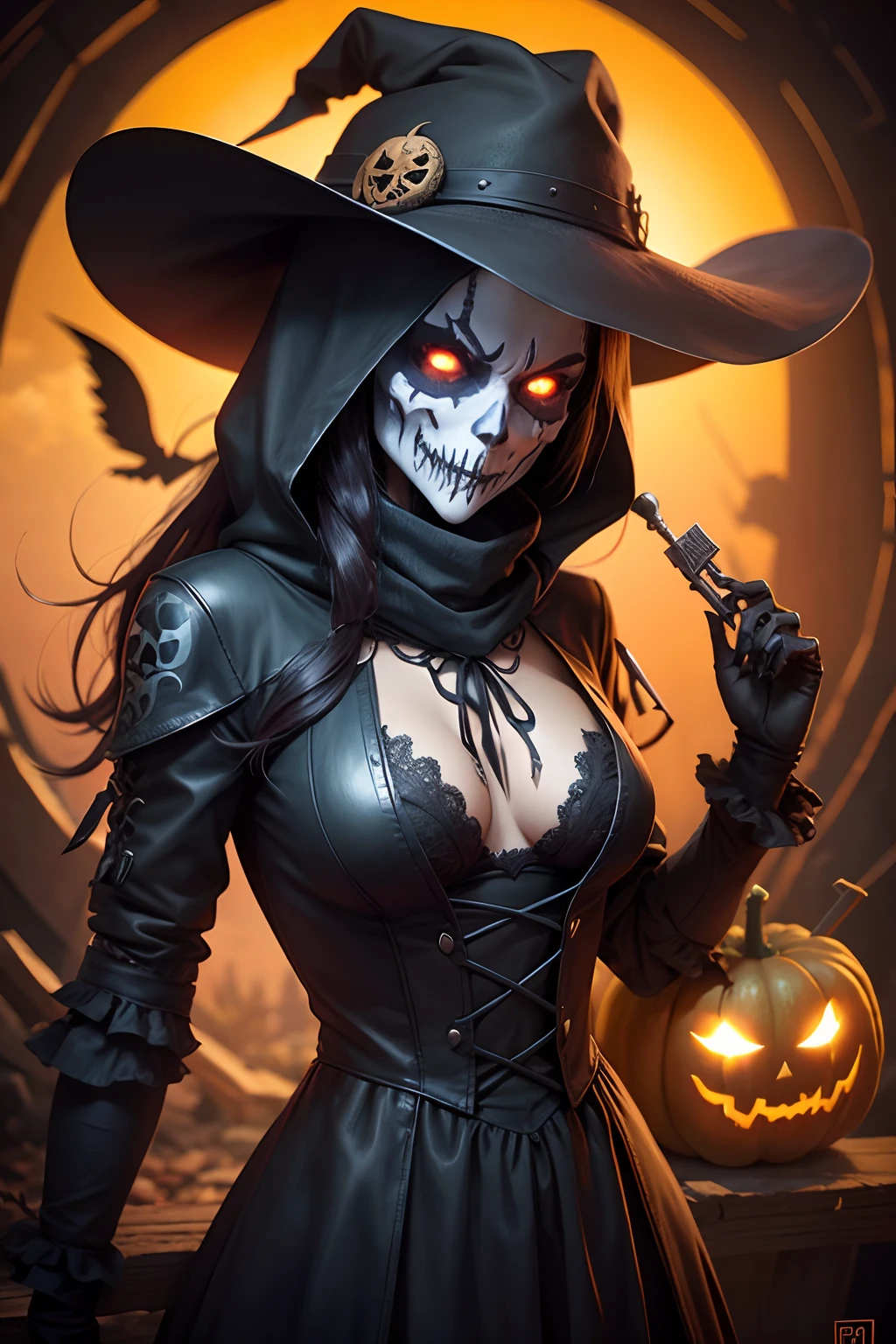 Evil scarecrow, Gothic, autumn season, caveira, calabaza,