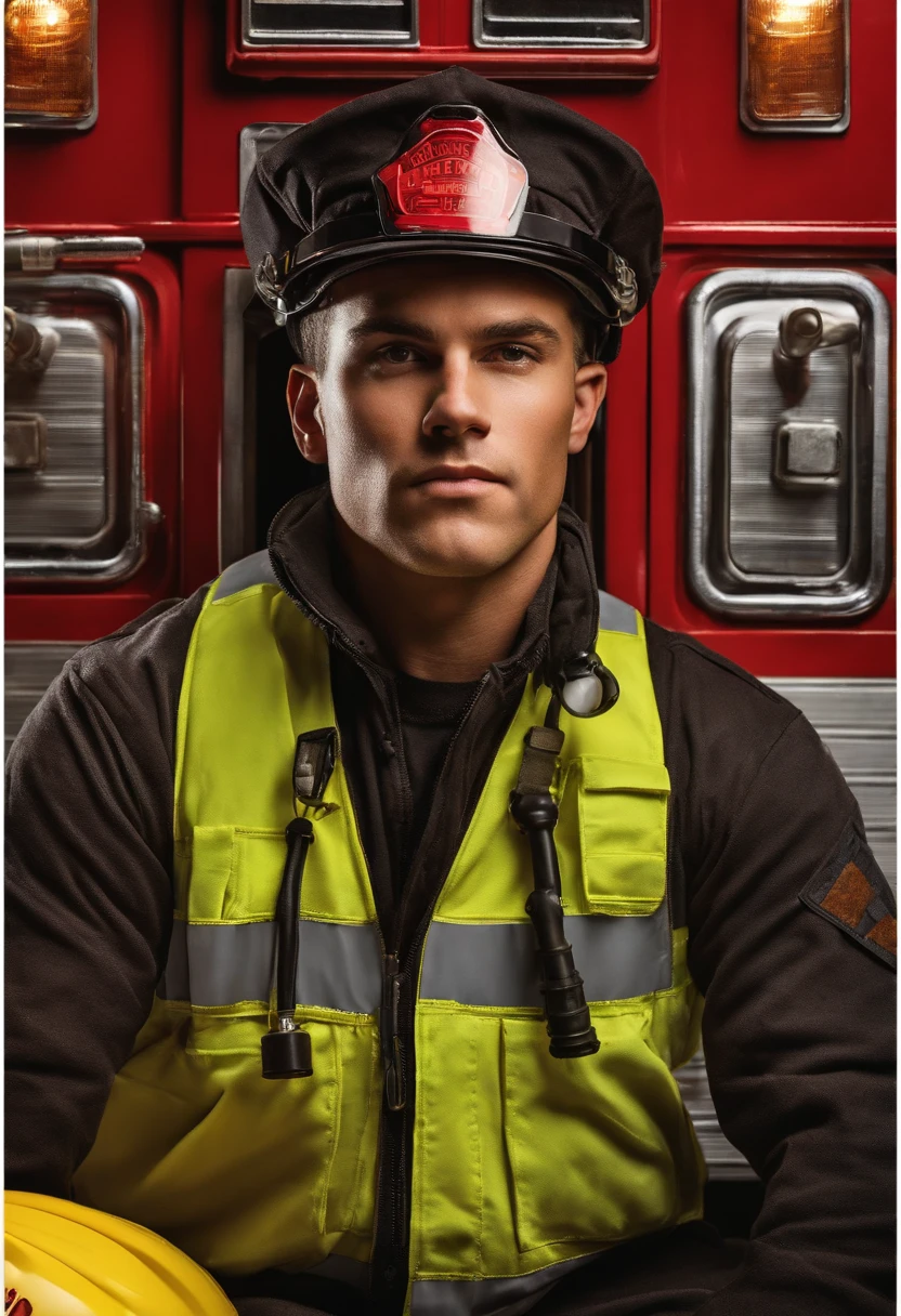 medium shot, firefighter, realistic, professional photo 4k, high resolution, high detail, highly detailed, sharp focus, exposure blend, <lora:Mr.O_Derek:0.7> mrod3r3k