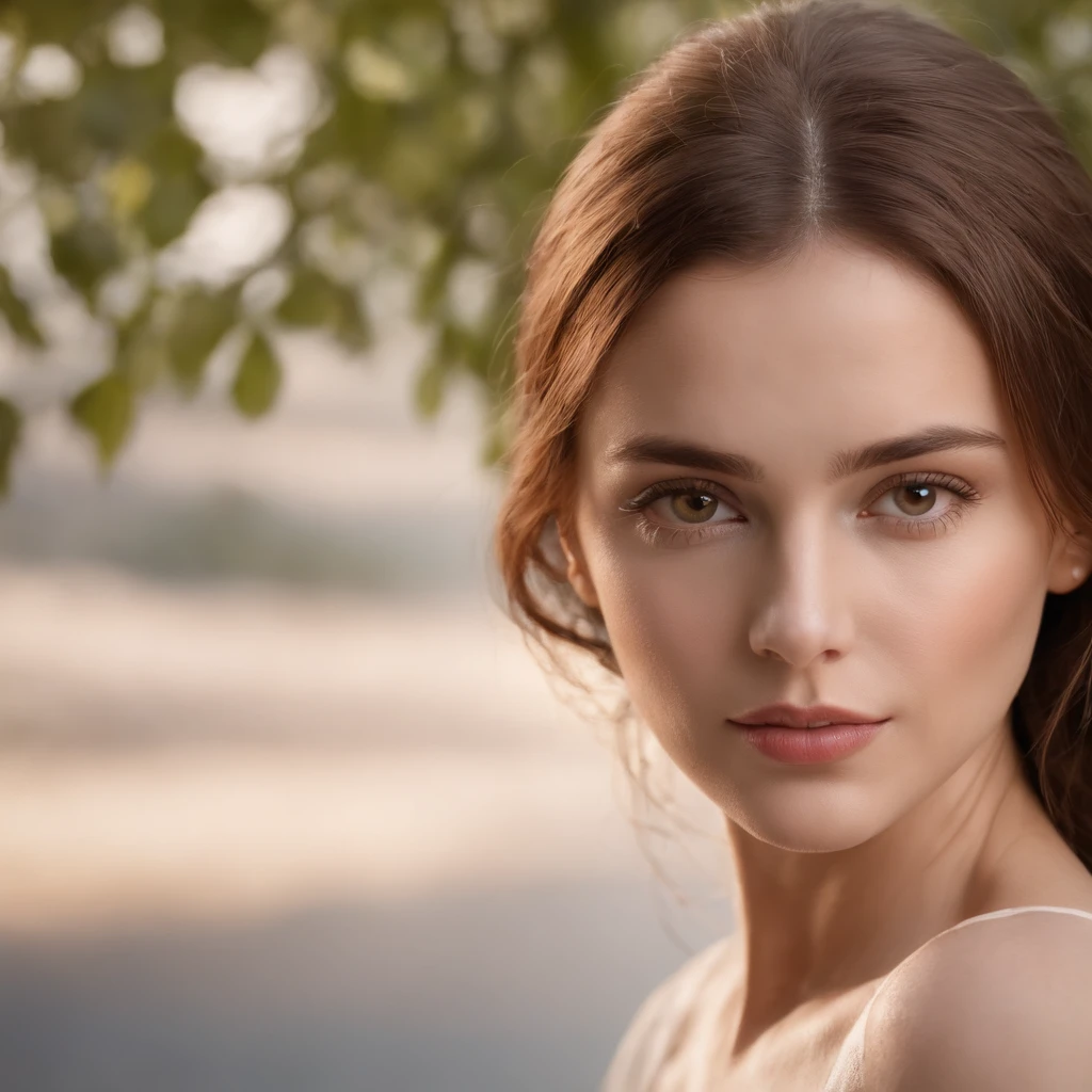 foto mulher realista, Olhos castanhos da mulher, brown hair, UltraHD, Estilo Surrealista, anjo, Rosto detalhado