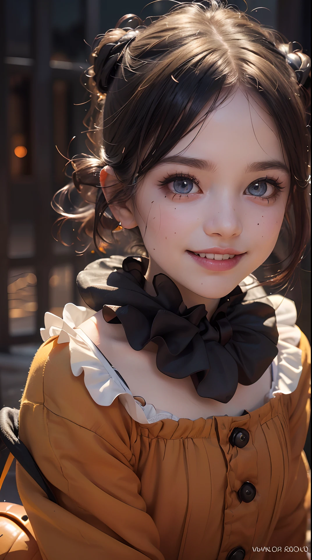 (best quality,4k,8k,highres,masterpiece:1.2), ultra-detailed, (realistic,photorealistic,photo-realistic:1.37), (beautiful detailed eyes, beautiful detailed lips, extremely detailed eyes and face, long eyelashes), studio lighting,physically-based rendering,vivid colors, ( girl, friendly smile, trick or treat:1.3),