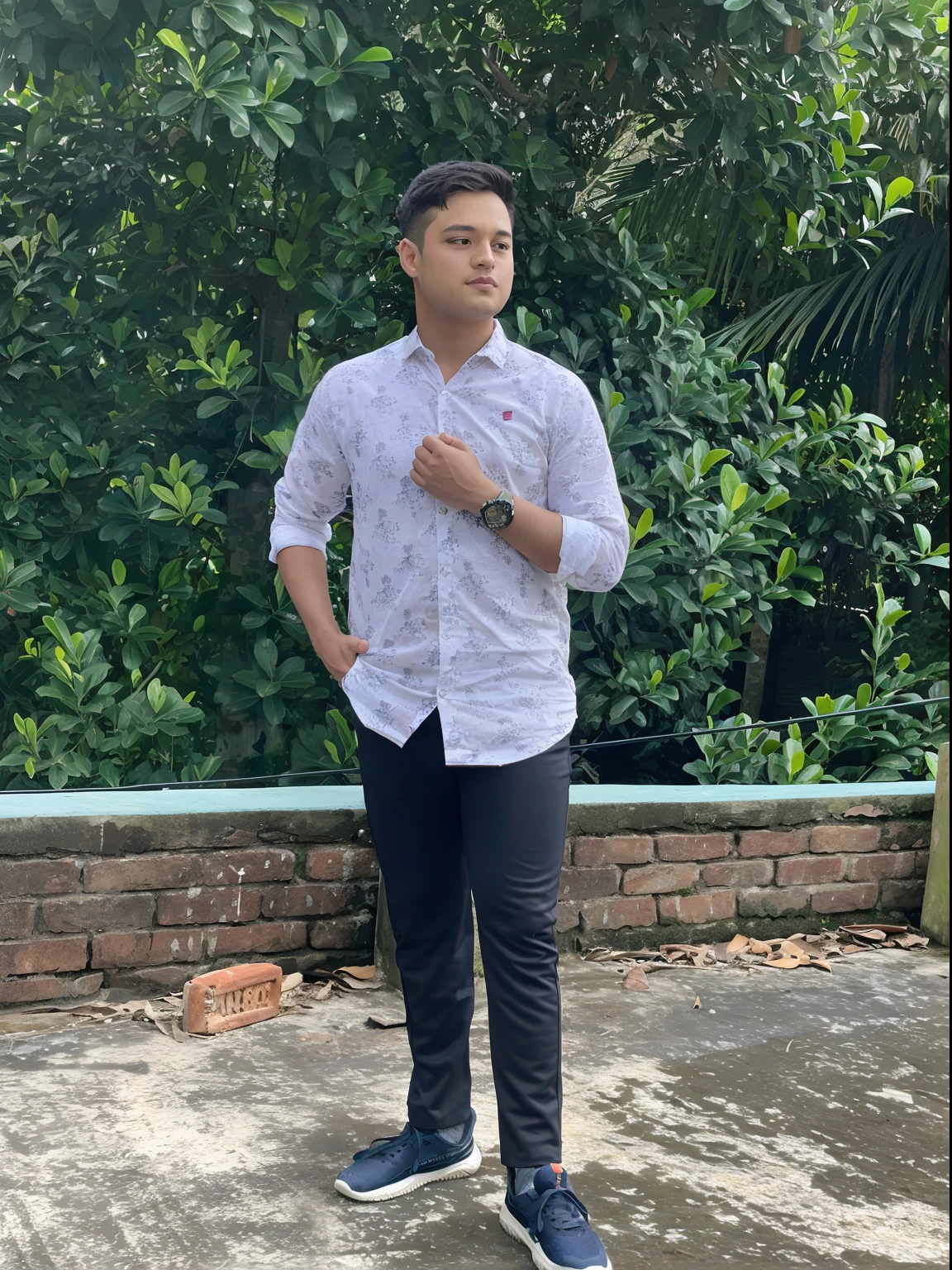Change background and change clothes. Make a stylish man