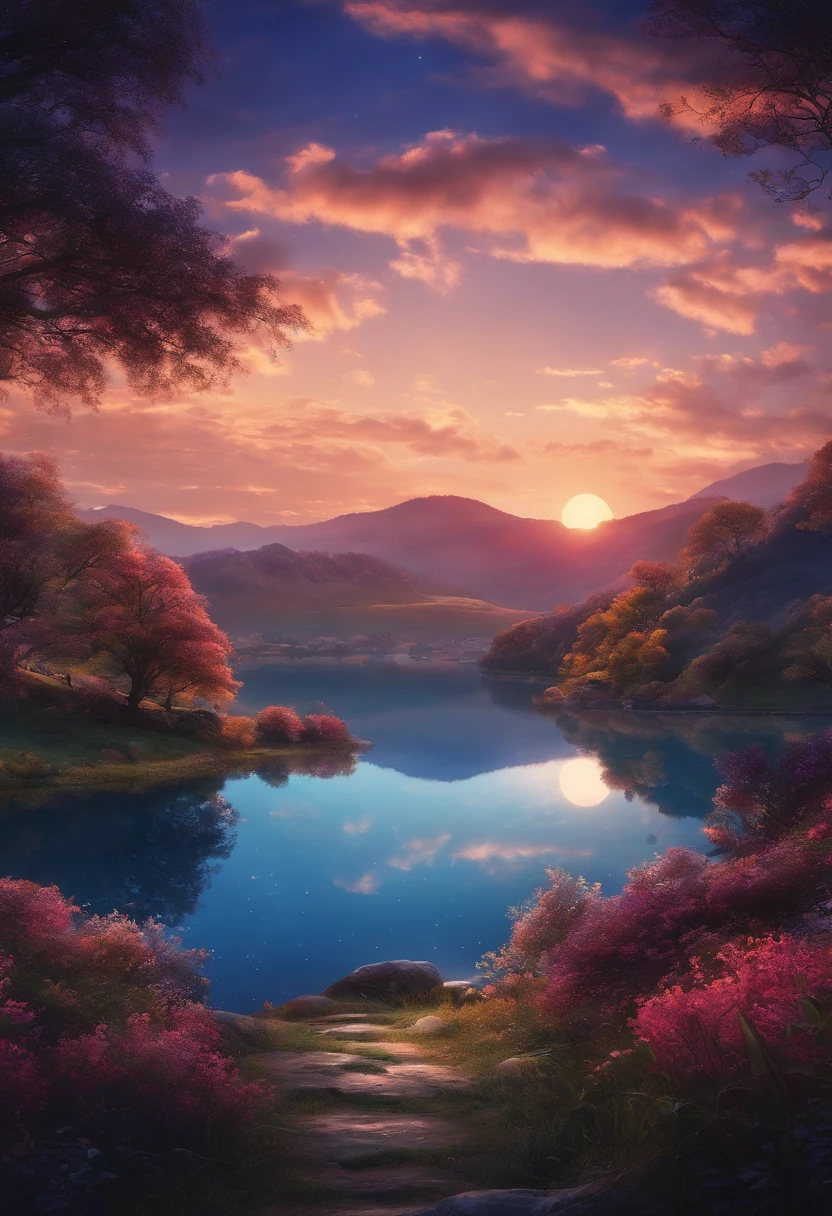 Illustrationthe night 8K image quality beautiful landscape background Taki and Mitsuba