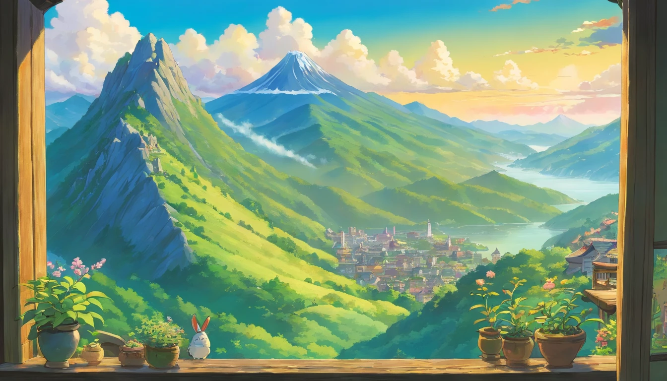 The big mountains outside the window are picturesque inside
