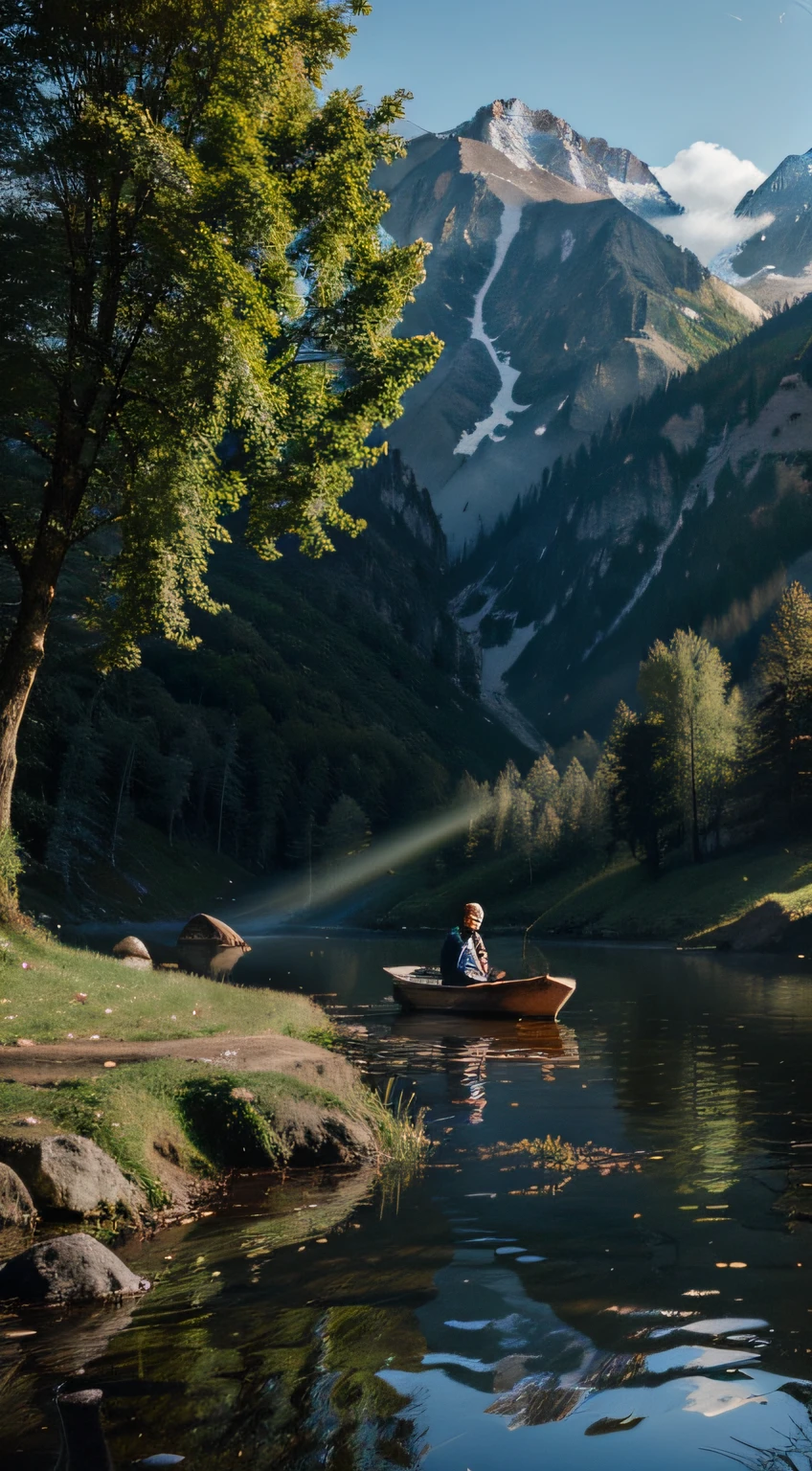 Caucasus, illustratio：Jacob of Ruisdale, nature elements,floating object,Dreamlike,Tranquil environment,by chance,Ethereal beauty,Resonance of joy,Spiritual awakening