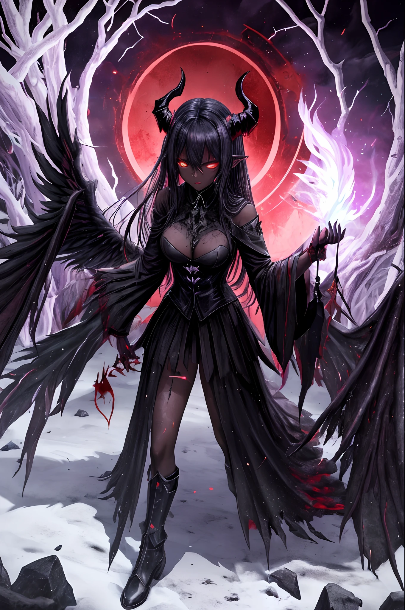 (dark skin), (demon horns), large breasts,
Immortal temptation takes over my mind
Condemned
Fallen weak on my knees, summon the strength
Of mayhem
I am the storm that is approaching
Provoking black clouds in isolation
I am reclaimer of my name
Born in flames, I have been blessed
My family crest is a demon of death
Forsakened, I am awakened
A phoenix's ash in dark divine
Descending misery
Destiny chasing time
Inherit the nightmare, surrounded by fate
Can't run away
Keep walking the line between the light
Led astray
Through vacant halls I won't surrend5r
The truth rev5aled in eyes of ember
We fight through fire and ice forever
Two souls once lost, and now they remember
I am the storm that is approaching
Provoking black clouds and isolation
I am reclaimer of my name
Born in flames, I have been blessed
My family crest is a demon of death
Forsakened, I am awakened
A phoenix's ash in dark divine
Descending misery
Destiny chasing time
Disappear into the night
Lost shadows left behind
Obsession's pulling me
Fading, I've come to take what's mine
Lurking in the shadows under veil of night
Constellations of blood pirouette
Dancing through the graves of those who stand at my feet
Dreams of the black throne I keep on repeat
A derelict of darkness, summoned from the ashes
The puppetmaster congregates all the masses
Pulling strings, twisting minds as blades hit
You want this power? Then come try and take it
Beyond the tree
Fire burns
Secret love
Bloodline yearns
Dark minds embrace
Crimson joy
Does your dim heart
Heal or destroy?
Bury the light deep within
Cast aside, there's no coming home
We're burning chaos in the wind
Drifting in the ocean all alone