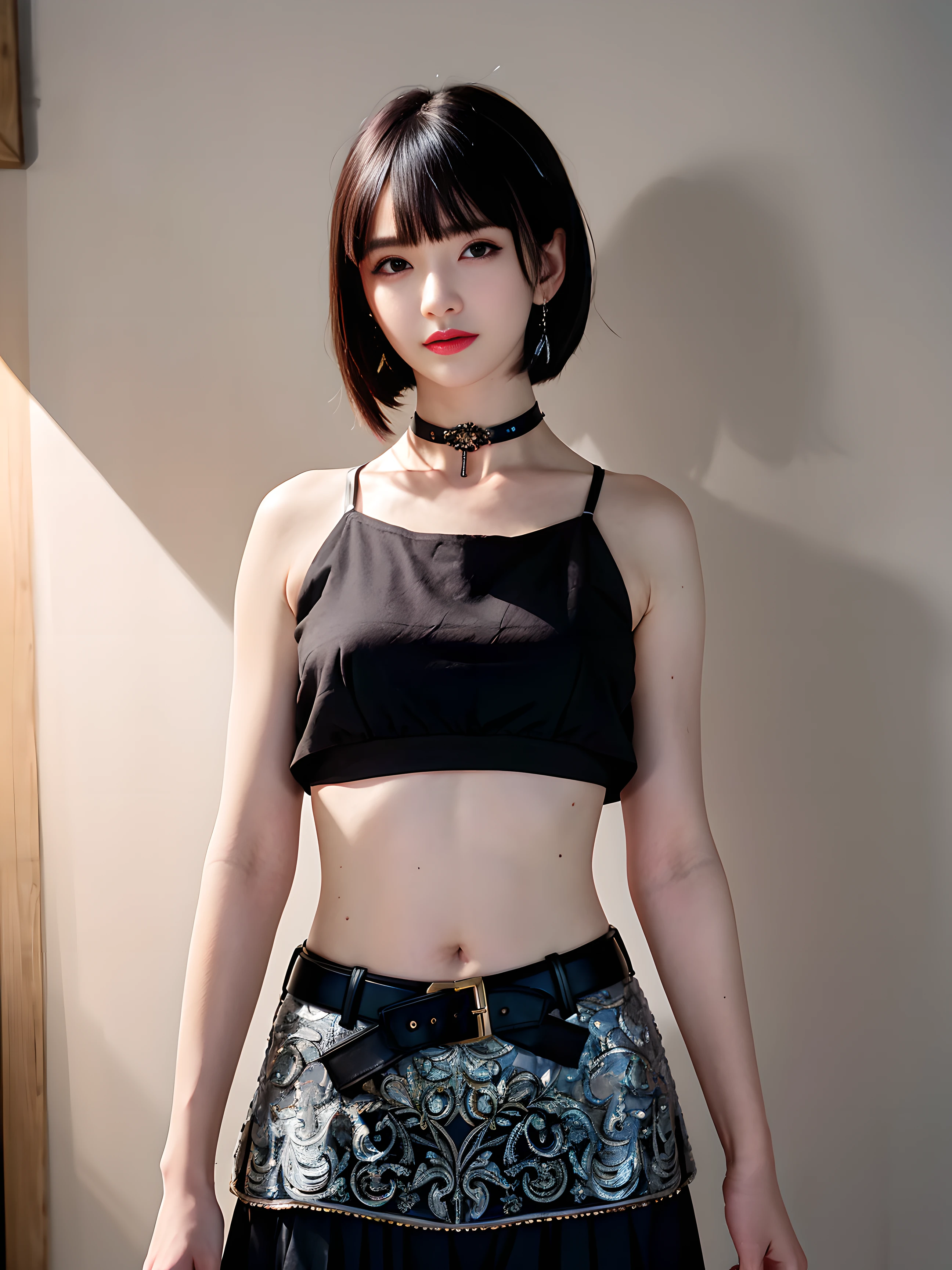 Ayane, cabelo roxo, (best quality, ultra details), (realisitic:1.37), beautiful and detailed face, ultra-realisitic texture, 精致的面容, Delicate body, red lipgloss stick, long-lasting colors. High definition, 8k.