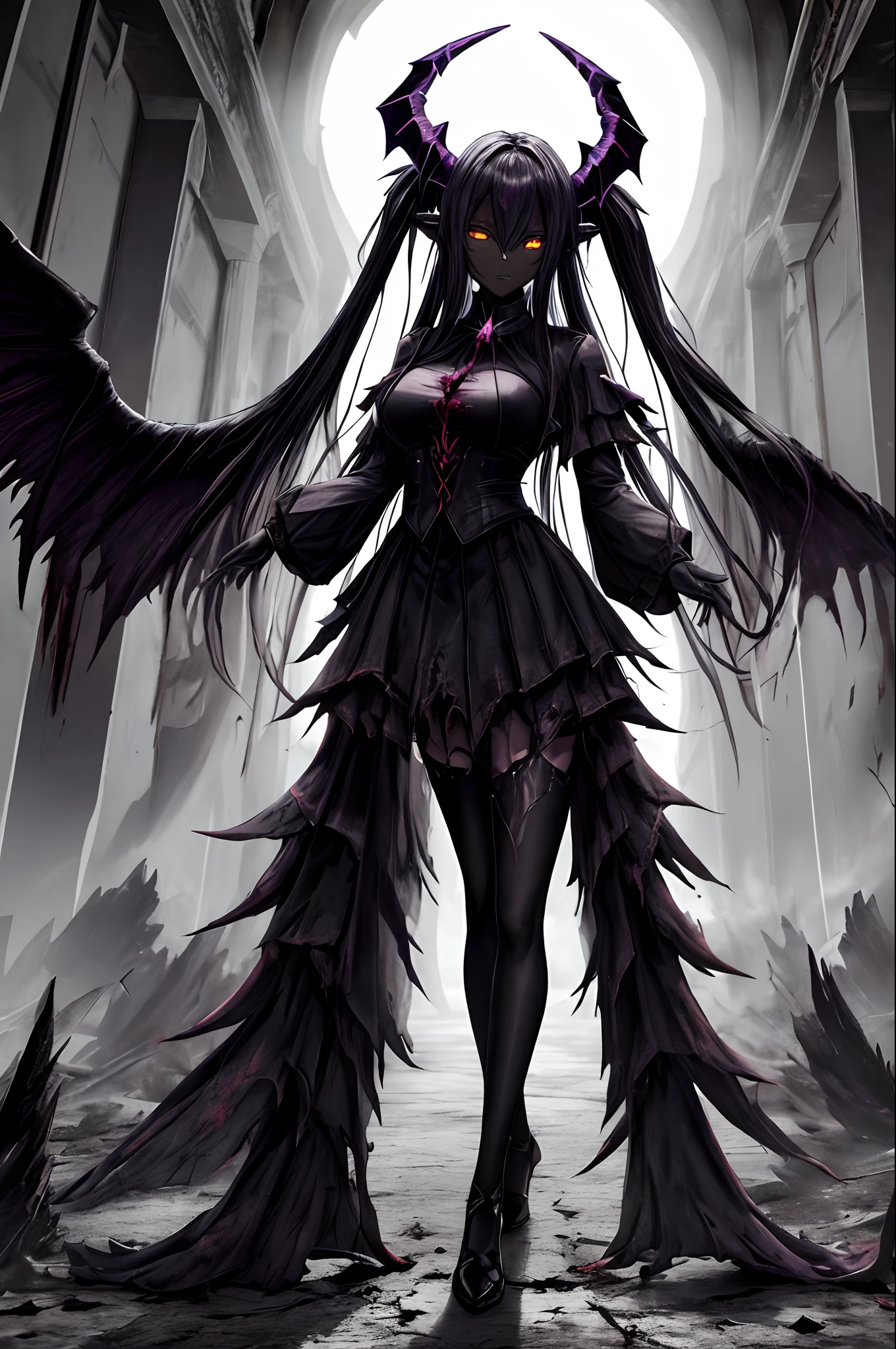 (dark skin), (demon horns), large breasts,
Immortal temptation takes over my mind
Condemned
Fallen weak on my knees, summon the strength
Of mayhem
I am the storm that is approaching
Provoking black clouds in isolation
I am reclaimer of my name
Born in flames, I have been blessed
My family crest is a demon of death
Forsakened, I am awakened
A phoenix's ash in dark divine
Descending misery
Destiny chasing time
Inherit the nightmare, surrounded by fate
Can't run away
Keep walking the line between the light
Led astray
Through vacant halls I won't surrend5r
The truth rev5aled in eyes of ember
We fight through fire and ice forever
Two souls once lost, and now they remember
I am the storm that is approaching
Provoking black clouds and isolation
I am reclaimer of my name
Born in flames, I have been blessed
My family crest is a demon of death
Forsakened, I am awakened
A phoenix's ash in dark divine
Descending misery
Destiny chasing time
Disappear into the night
Lost shadows left behind
Obsession's pulling me
Fading, I've come to take what's mine
Lurking in the shadows under veil of night
Constellations of blood pirouette
Dancing through the graves of those who stand at my feet
Dreams of the black throne I keep on repeat
A derelict of darkness, summoned from the ashes
The puppetmaster congregates all the masses
Pulling strings, twisting minds as blades hit
You want this power? Then come try and take it
Beyond the tree
Fire burns
Secret love
Bloodline yearns
Dark minds embrace
Crimson joy
Does your dim heart
Heal or destroy?
Bury the light deep within
Cast aside, there's no coming home
We're burning chaos in the wind
Drifting in the ocean all alone
