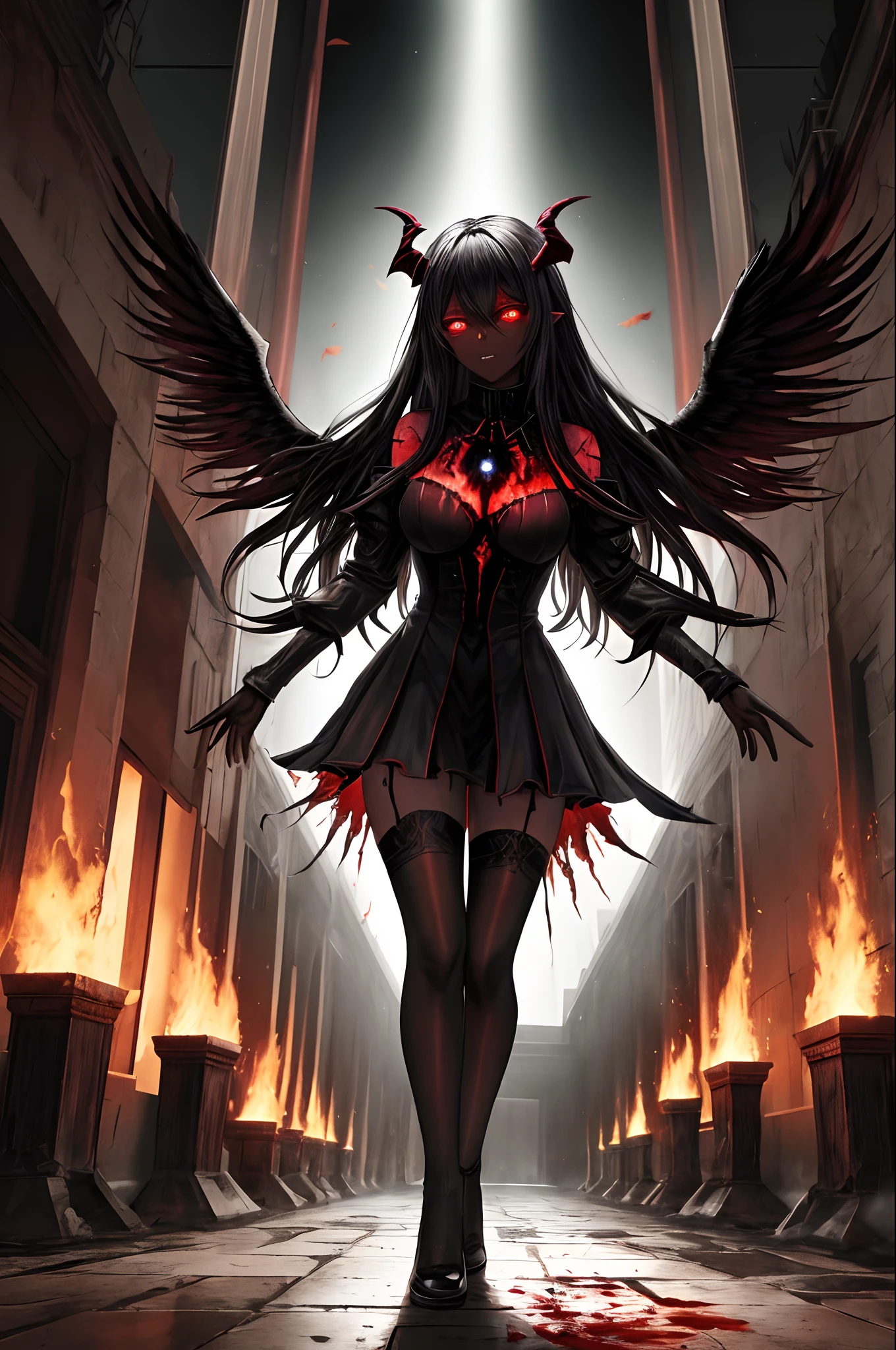(dark skin), (demon horns), large breasts,
Immortal temptation takes over my mind
Condemned
Fallen weak on my knees, summon the strength
Of mayhem
I am the storm that is approaching
Provoking black clouds in isolation
I am reclaimer of my name
Born in flames, I have been blessed
My family crest is a demon of death
Forsakened, I am awakened
A phoenix's ash in dark divine
Descending misery
Destiny chasing time
Inherit the nightmare, surrounded by fate
Can't run away
Keep walking the line between the light
Led astray
Through vacant halls I won't surrend5r
The truth rev5aled in eyes of ember
We fight through fire and ice forever
Two souls once lost, and now they remember
I am the storm that is approaching
Provoking black clouds and isolation
I am reclaimer of my name
Born in flames, I have been blessed
My family crest is a demon of death
Forsakened, I am awakened
A phoenix's ash in dark divine
Descending misery
Destiny chasing time
Disappear into the night
Lost shadows left behind
Obsession's pulling me
Fading, I've come to take what's mine
Lurking in the shadows under veil of night
Constellations of blood pirouette
Dancing through the graves of those who stand at my feet
Dreams of the black throne I keep on repeat
A derelict of darkness, summoned from the ashes
The puppetmaster congregates all the masses
Pulling strings, twisting minds as blades hit
You want this power? Then come try and take it
Beyond the tree
Fire burns
Secret love
Bloodline yearns
Dark minds embrace
Crimson joy
Does your dim heart
Heal or destroy?
Bury the light deep within
Cast aside, there's no coming home
We're burning chaos in the wind
Drifting in the ocean all alone