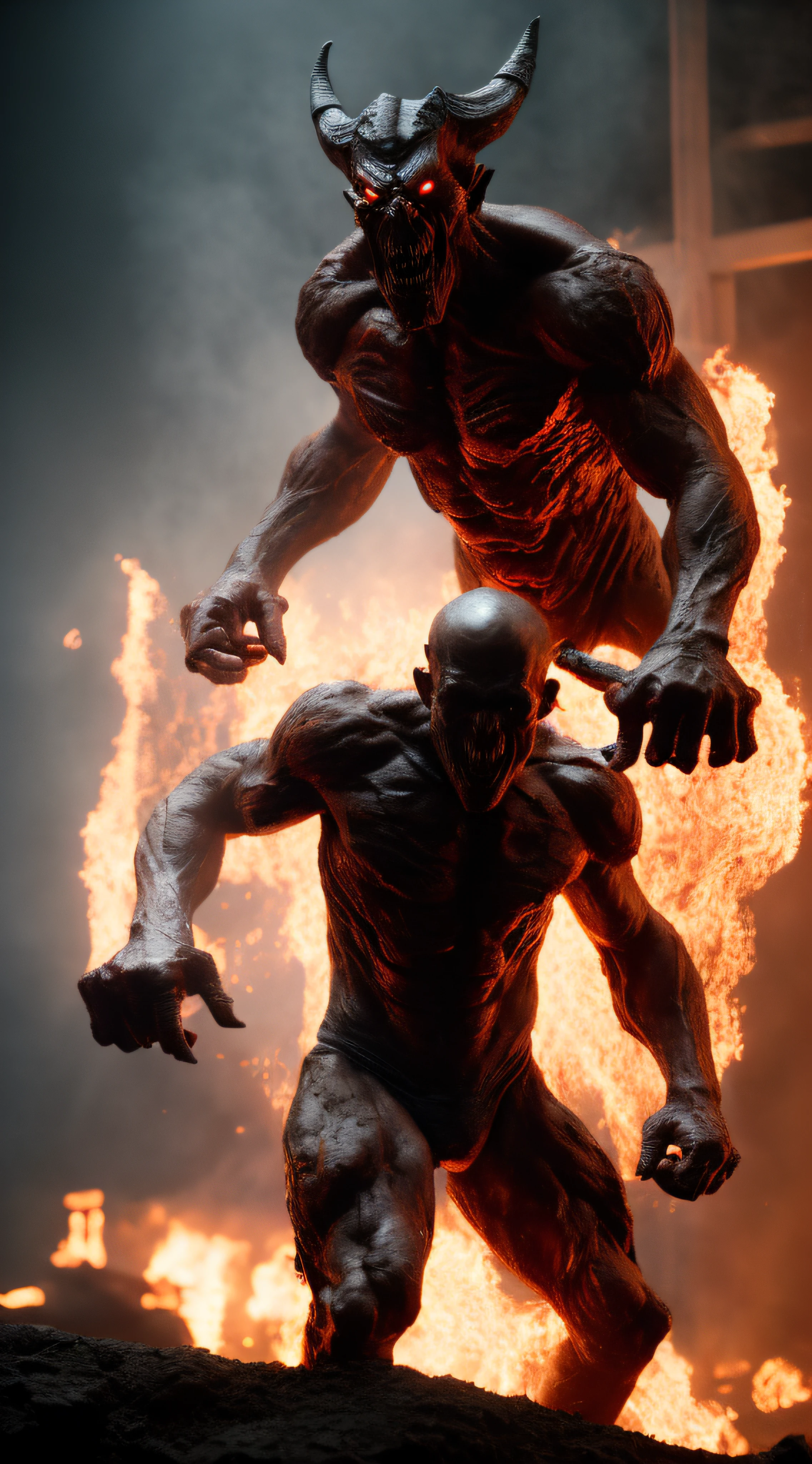 photo of ohwx devil, fearful, flames, angy, mad, scary looking, menacing look, centerec, ful body shot, facing camera photography, natural light, photorealism, cinematic rendering, ray tracing, the highest quality, the highest detail, Cinematic, Blur Effect, Long Exposure, 8K, Ultra-HD, Natural Lighting, Moody Lighting, Cinematic Lighting , (high key)
