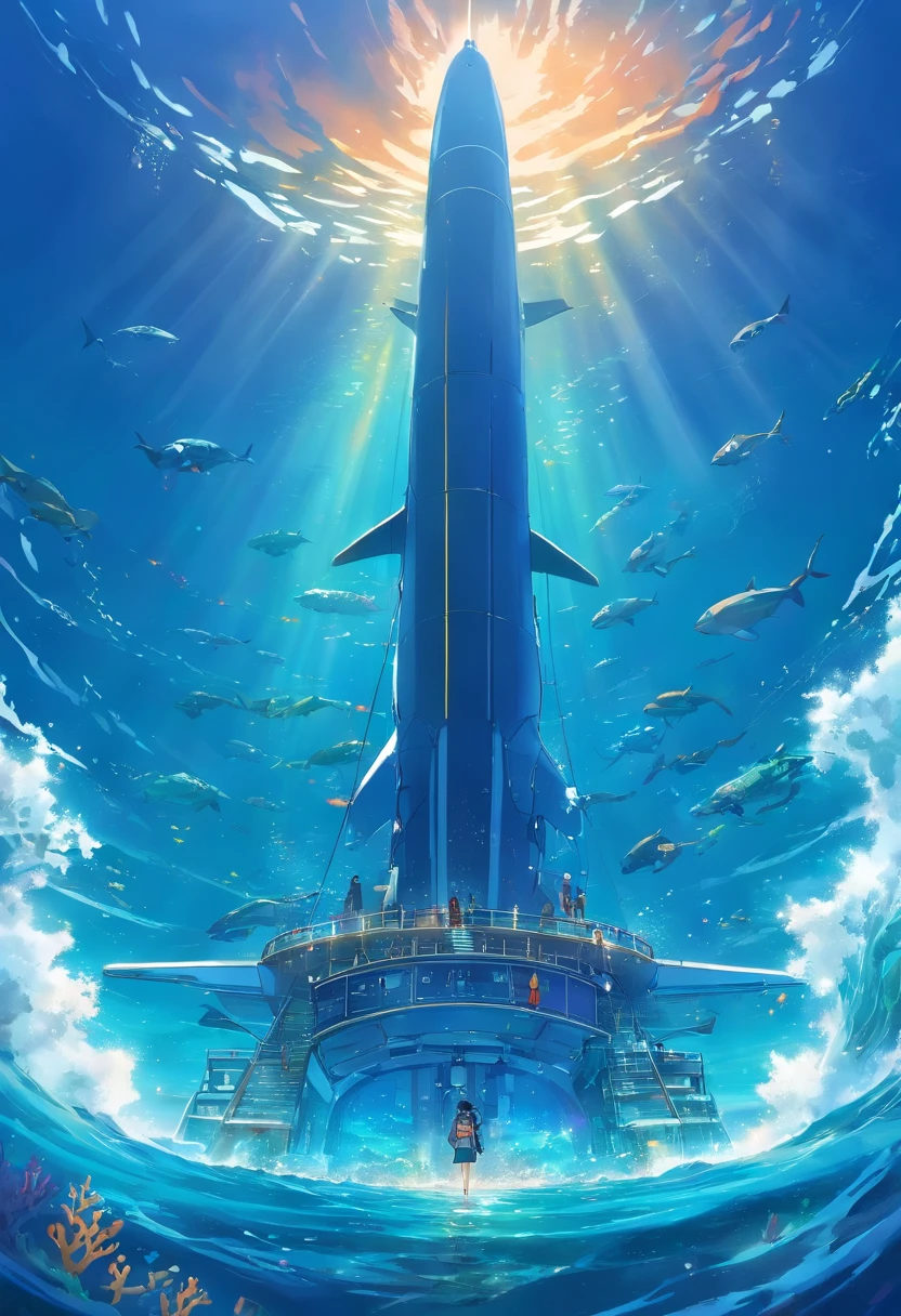 the ocean,Vast and mysterious,It is a treasure of nature。In the future,The power of artificial intelligence will give us the ability to explore the ocean more deeply。Marine poster,We showed a thrilling scene:A smart submarine navigating the deep sea。Technology through artificial intelligence,It can navigate autonomously,Discover the mysteries of the seabed,Collect data and support scientific research。This not only provides more research opportunities for marine scientists,It also helps to protect the marine ecosystem。