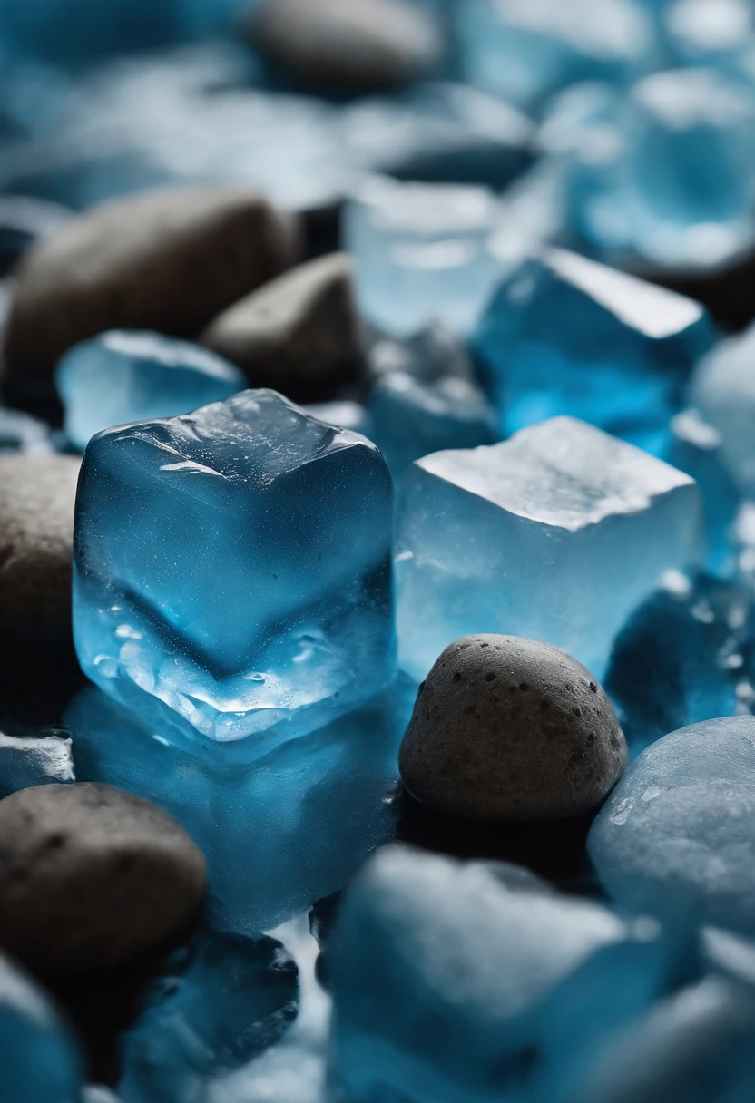 blue backdrop，glacier，ice cubes，Product photography background