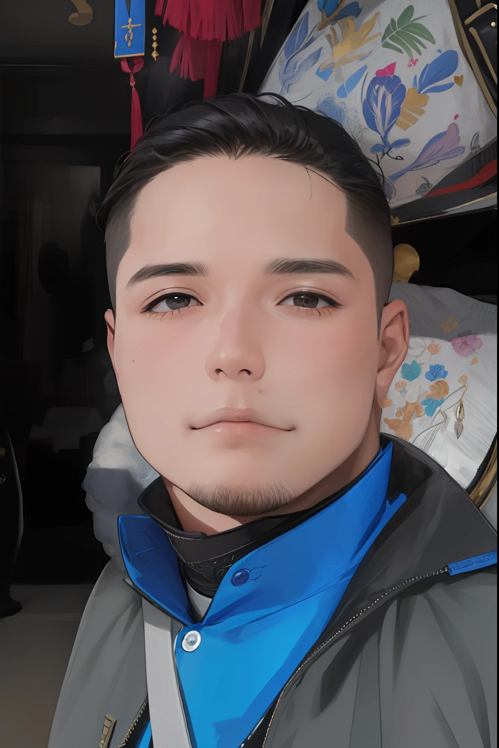 NSFW, obra-prima, melhor qualidade, ultra-detalhado, semi-realista, detailedfacialfeatures, 1boy,usando roupas estilosas,manly,sensual,cabelos negros curtos,roupa escura,arrogante