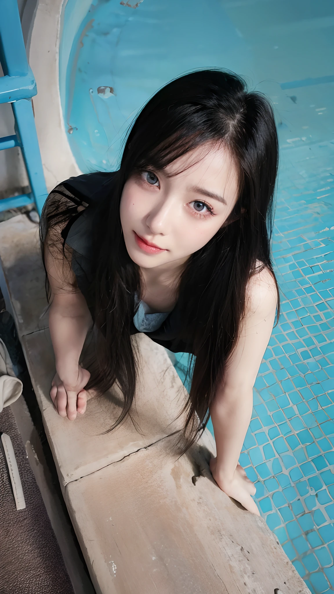 Top quality, Masterpiece, 超高分辨率, (Realistic, : 1.4), Original photo, (True skin texture: 1.3), (filmgrain: 1.3), in a panoramic view, Portrait, Very wide lens, Narrow waist, cowboy lens, (bangs, Inconspicuous, Cold light,) Night, Close-up, Tears, Short hair, neck long, ears sticking out, bangs, Big eyes, Brightly Colored Eyes, In the house, Dust, Tindall effect, (Facial expression), Sitting, (hitting a wall), Crying, Frowning, (Looking down), Nervousness, Tears, smiling happily
one girl, eyes and face with beautiful details, White jabot, pink dark V, Brown eyes,