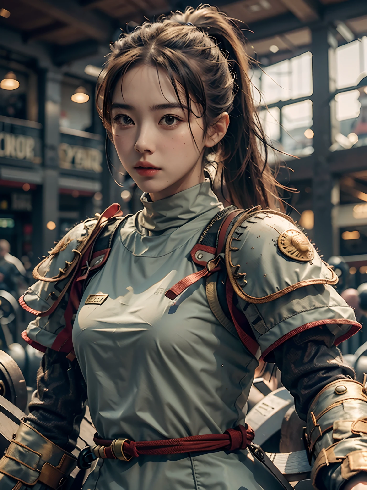 Create a athletic woman training in the gym,
High Ponytail,
Extremely detailed,
Photorealistic,
Hdr,
4k,
Hypeer realistic