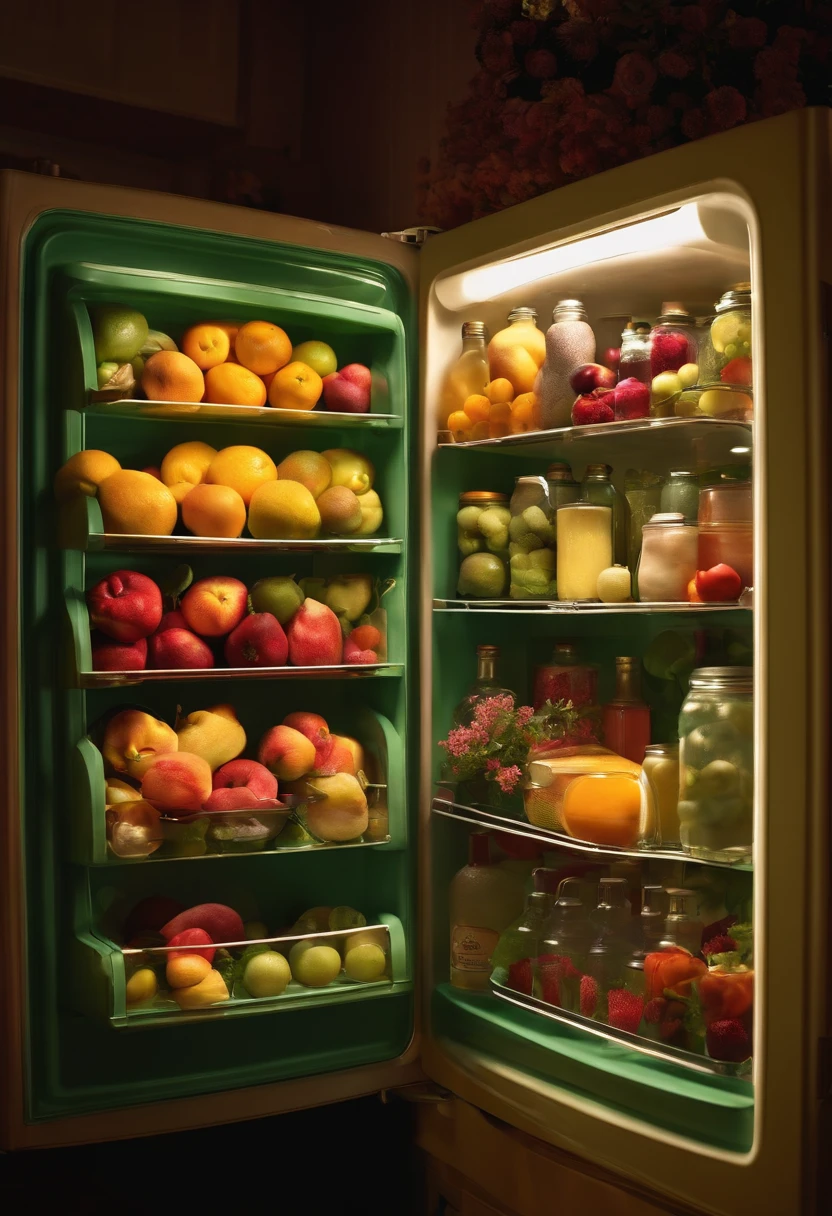 Fridge vintage inside flowers