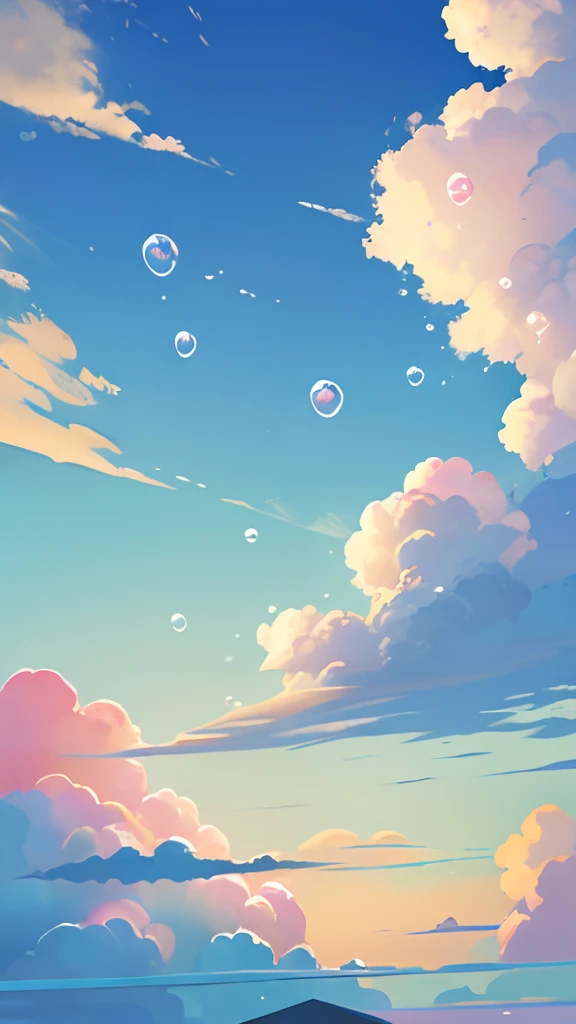 cloud in the sky,baiyun,((Colored bubbles)),(((Colorful clouds))),Skysky,