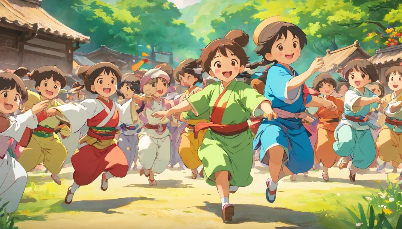 The village festival is held again。Villagers dressed in Zhuang costumes gathered,Dance,Laughter and blessings filled the village,A group of are grabbing the ball