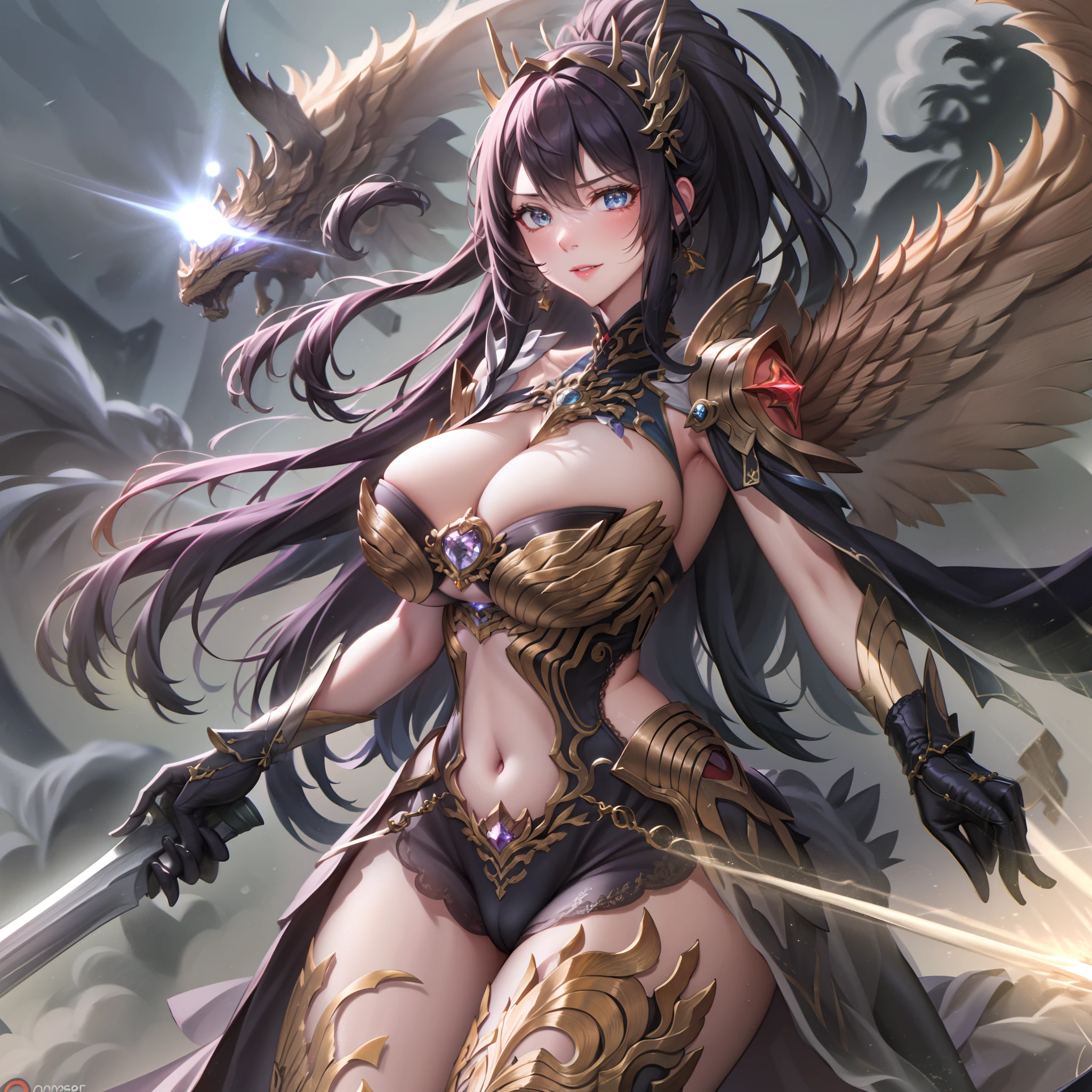 battlemech,(Blonde girl),(Huge ponytail),Glowing blue eyes,Blue Light Energy Longsword,Galactic,Mechanical and exquisite,((Blonde Beauty))pubic detail,mech wings,elegent,Blue Mecha,Glowing blue-blue eyes,(Stocking Heels),land,Mechanical and exquisite,pubic detail,mech wings,elegent,The tree々,There are hands and feet,angled,angled,immensity,Wind,hazy,Mecha's eyes glow blue,Blue Mecha,Glowing blue-blue eyes,Holding the sword of delicate light energy,Skysky,Mechanical and exquisite,pubic detail,Huge mech wings,elegent,The tree々,There are hands and feet,angled,angled,immensity,baiyun,hazy,Mecha's eyes glow blue,pubic detail,Winds of the future,sacredness,Cavalier,battlemech,Glowing blue eyes,Blue Delicate Sniper Rifle,Skysky,Mechanical and exquisite,pubic detail,Huge mech wings,elegent,The tree々,There are hands and feet,angled,angled,immensity,baiyun,hazy,Mecha's eyes glow blue,pubic detail,Winds of the future,sacredness,Cavalier,the face is clear,Face wearing mask armor,masterpaintings,best qualtiy,offcial art,the Extremely Detailed CG Unity 8K Wallpapers,brightened light,(light particules,(Illustration)(Farbe)goodlooking,impeccable,((Graphic Painting)),(Heavier stroke)),(bold lines),Highest image quality,masterpaintings,Filigree,long eyeslashes,(((silhuette))),Very detailed background,tulips,Banana leaves,lilie,dew,Date palm flowers,Ryu,Light white off-the-shoulder dress,Mottled sunlight,(Close-up of people),((Super best quality)), ((A very masterpiece)), ((super detailing:1.4)), ((hyper realistic lifelike 3d)), Dragon Warrior Girl, Mechanical body, Dynamic action poses in battle scenes, Mechanical weapons of very complex and heavy fighters, Off-the-shoulder fashion that blends dense and complex steampunk with dense gothic ta, Complex steampunk headgear, very thin long legs, Mechanical boots above the knee, Fluttering lace flared mini skirt, beautiful big breasts directed upwards,Somewhat long, Vertical curly silver hair fluttering in the wind,Countless shining large sphe